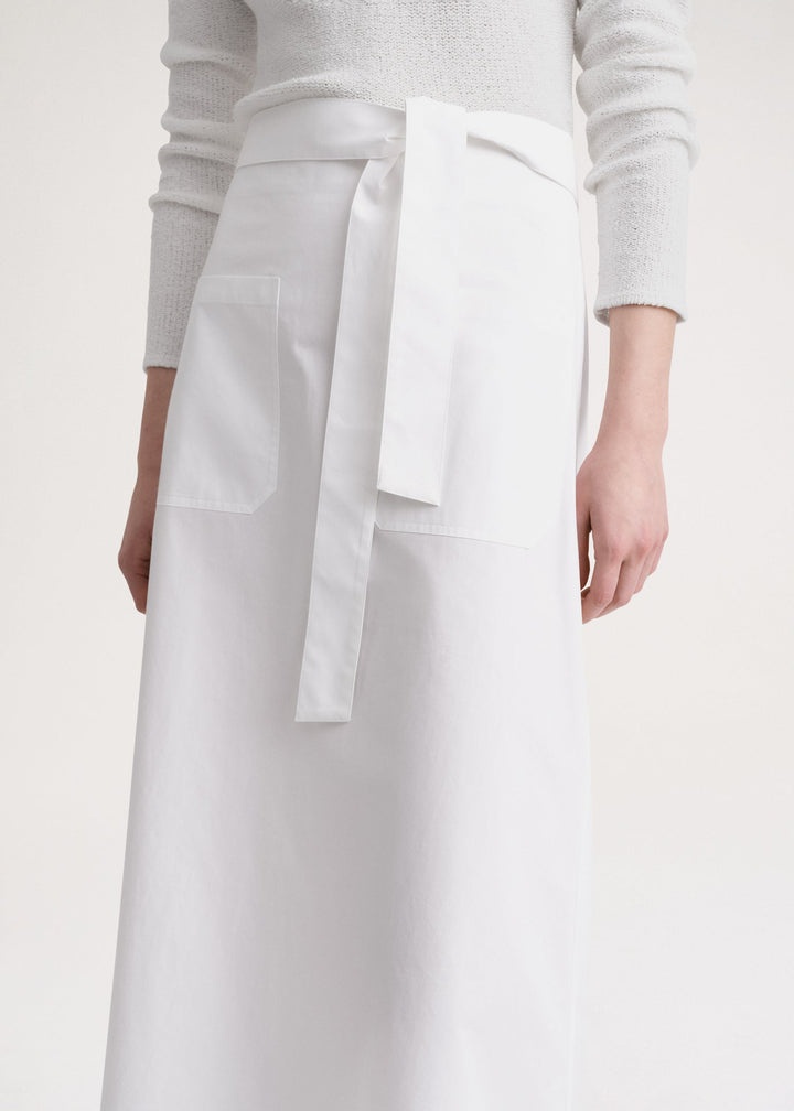 Tie-Waist cotton skirt white - 5