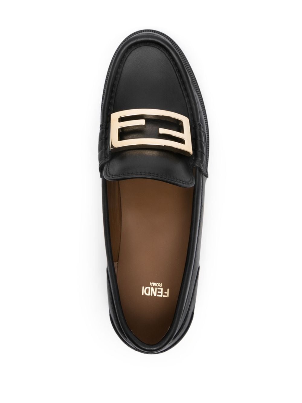 FF logo-plaque leather loafers - 4