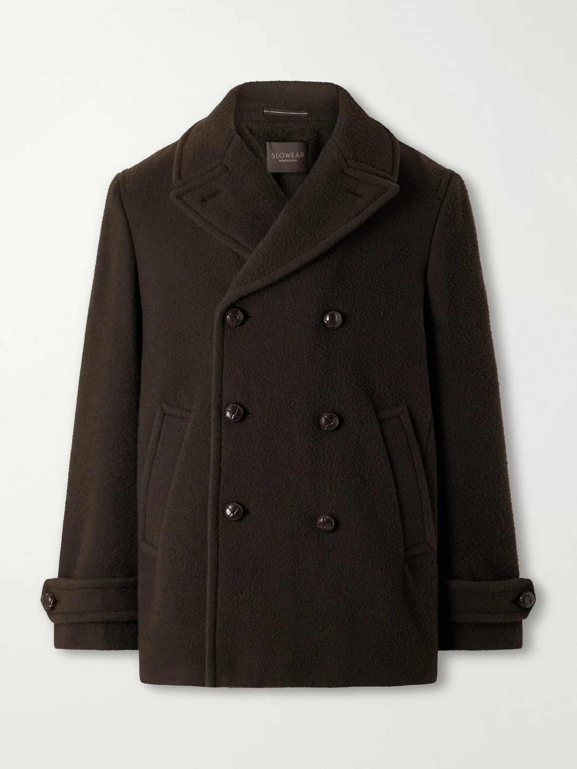 Double-Breasted Wool-Blend Plush Coat - 1