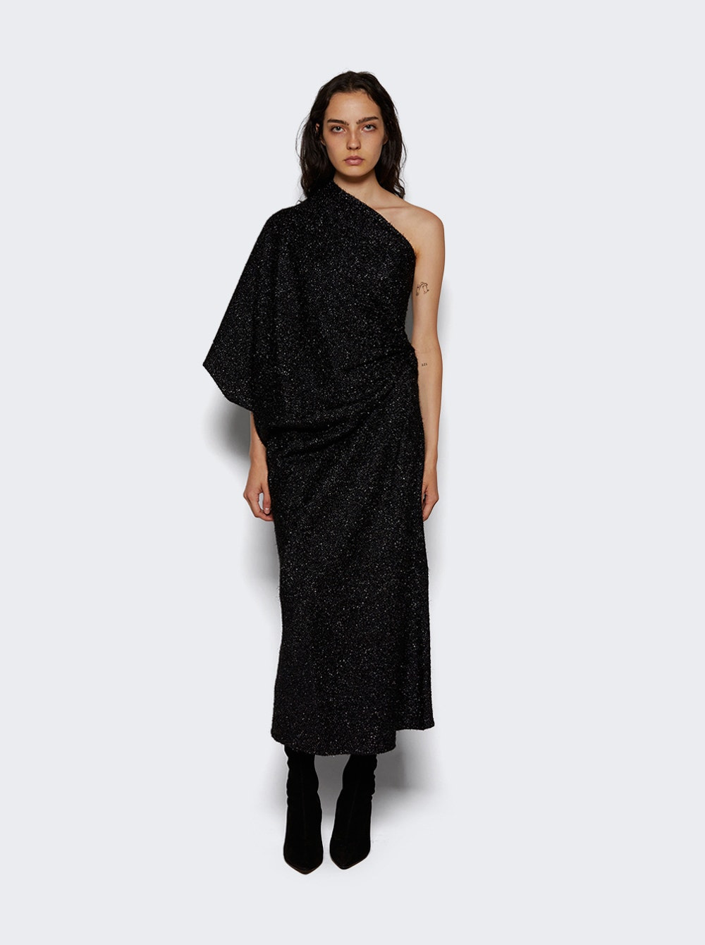 Dorota Asymmetric Draped Dress Black - 2