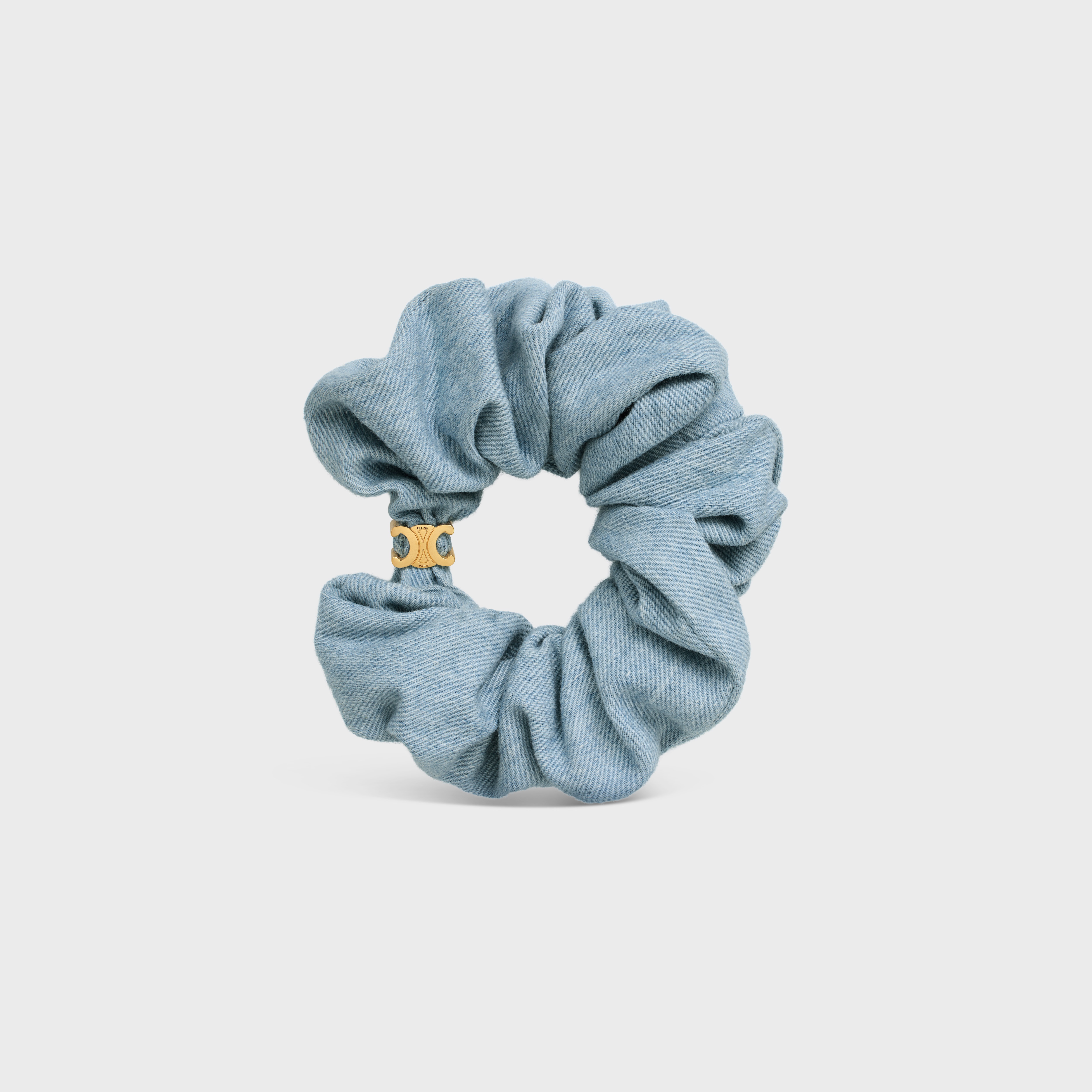 Celine Scrunchy in Brass with Gold Finish and Denim - 1