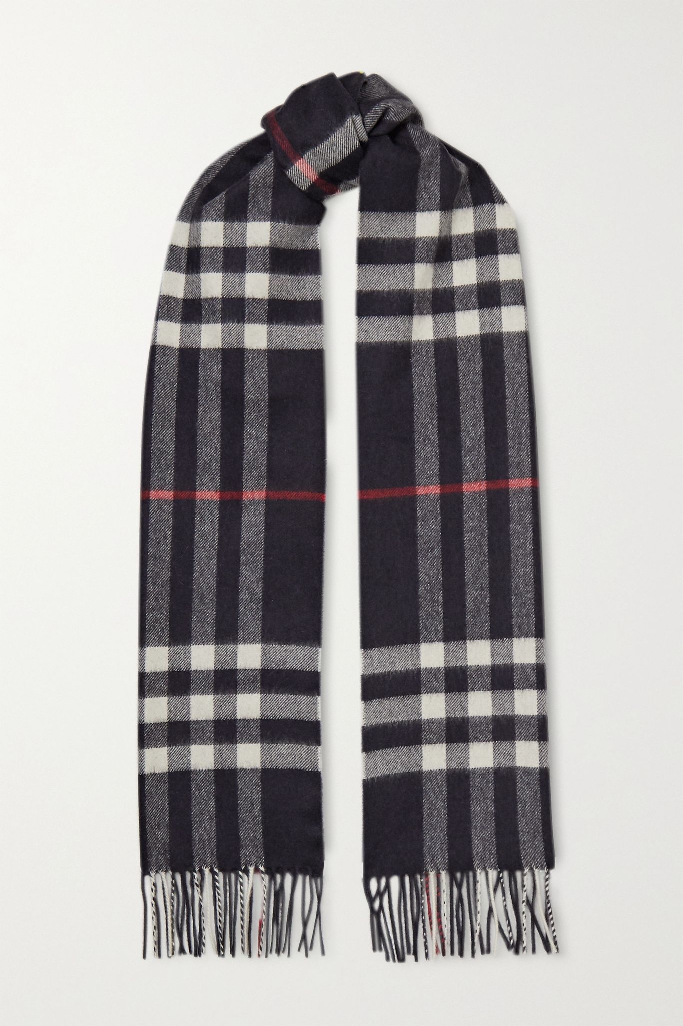 Fringed checked cashmere scarf - 1