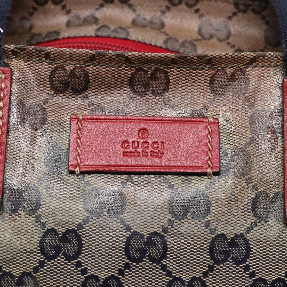 GUCCI GG Crystal Sherry Line Tote Bag Gold Red Navy - 16