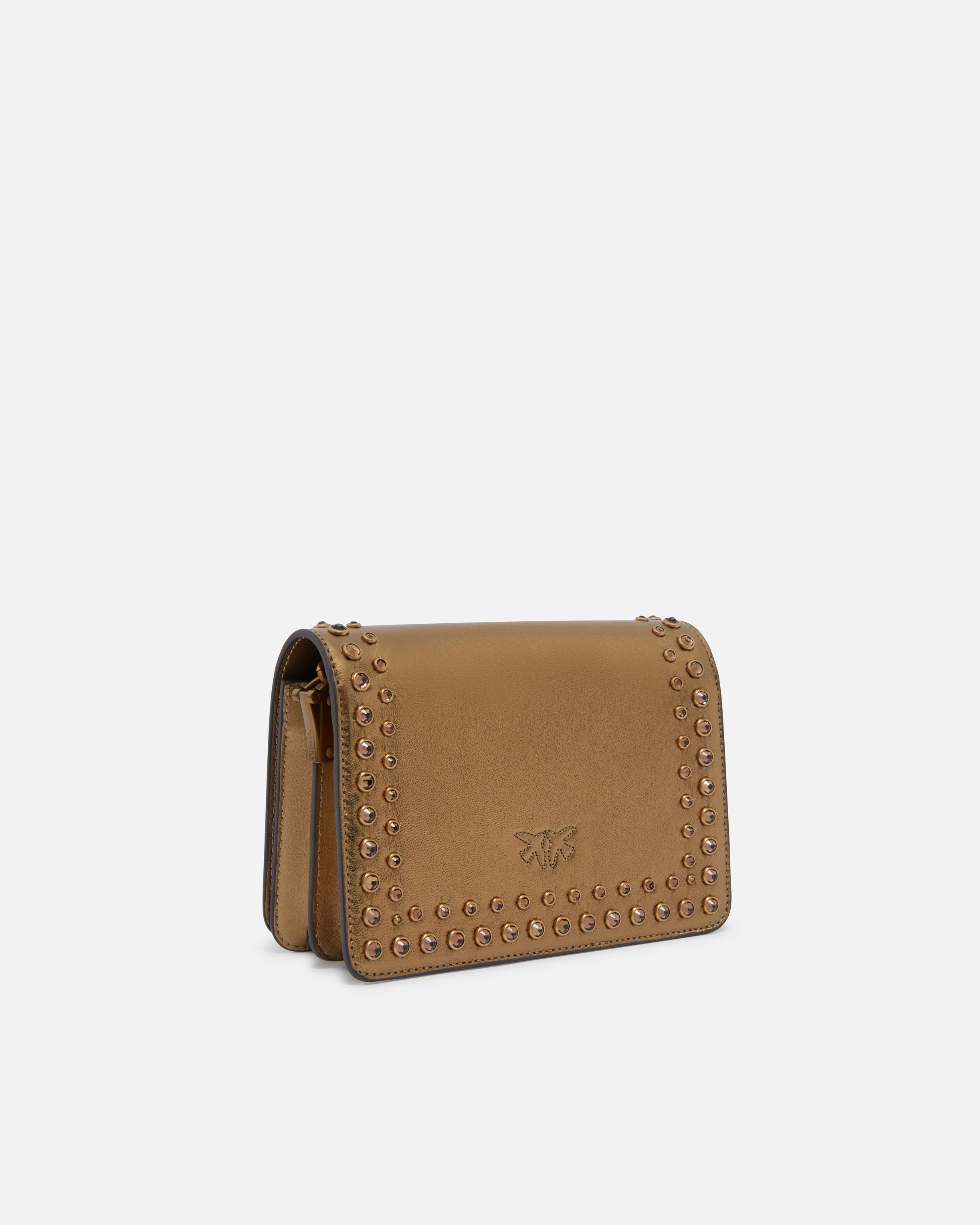 LOVE BAG SMALL LAMINATED CROSSBODY BAG WITH RHINESTONES - 2