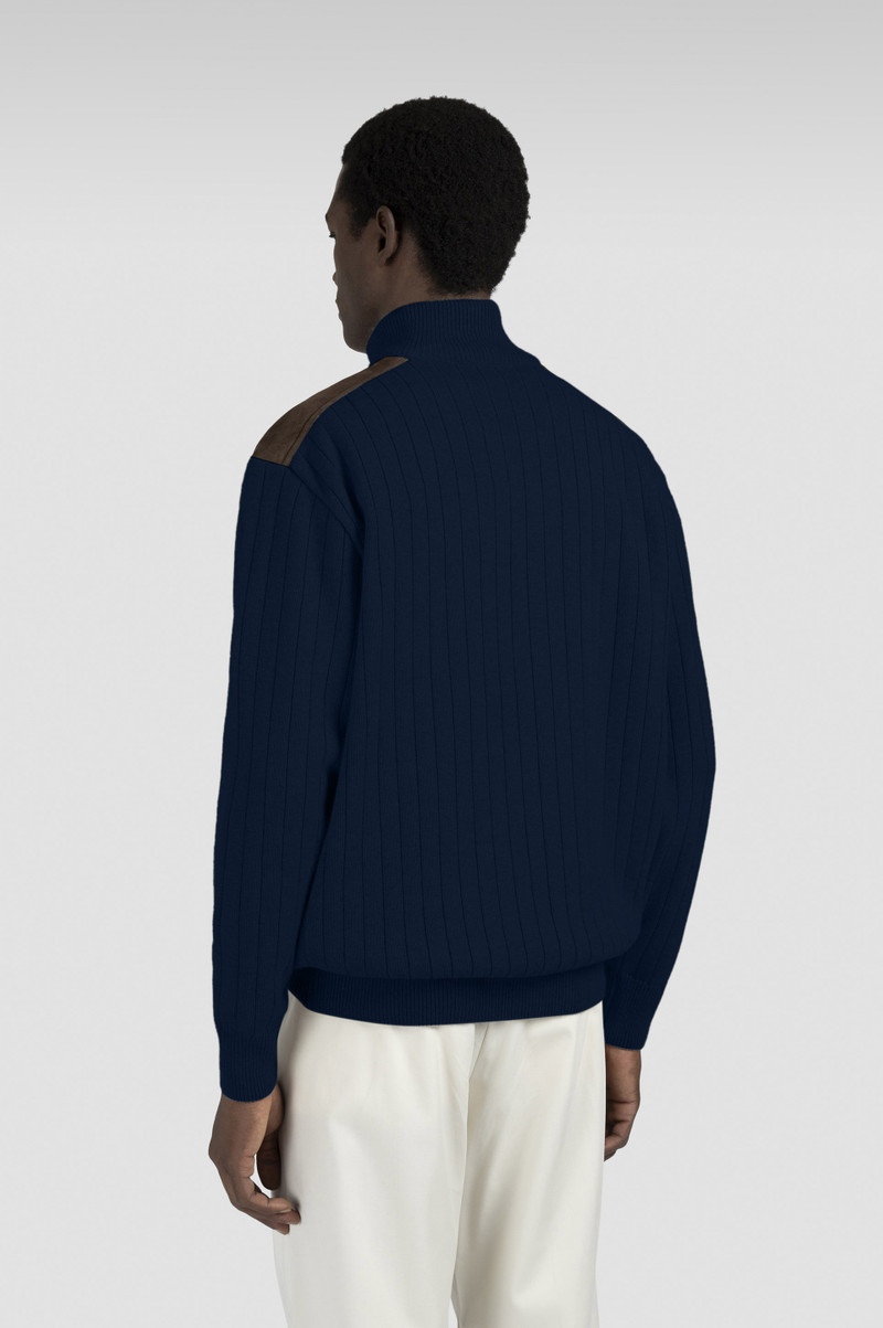 WOOL CASHMERE HALF ZIP SWEATER WITH SUEDE DETAILS 3