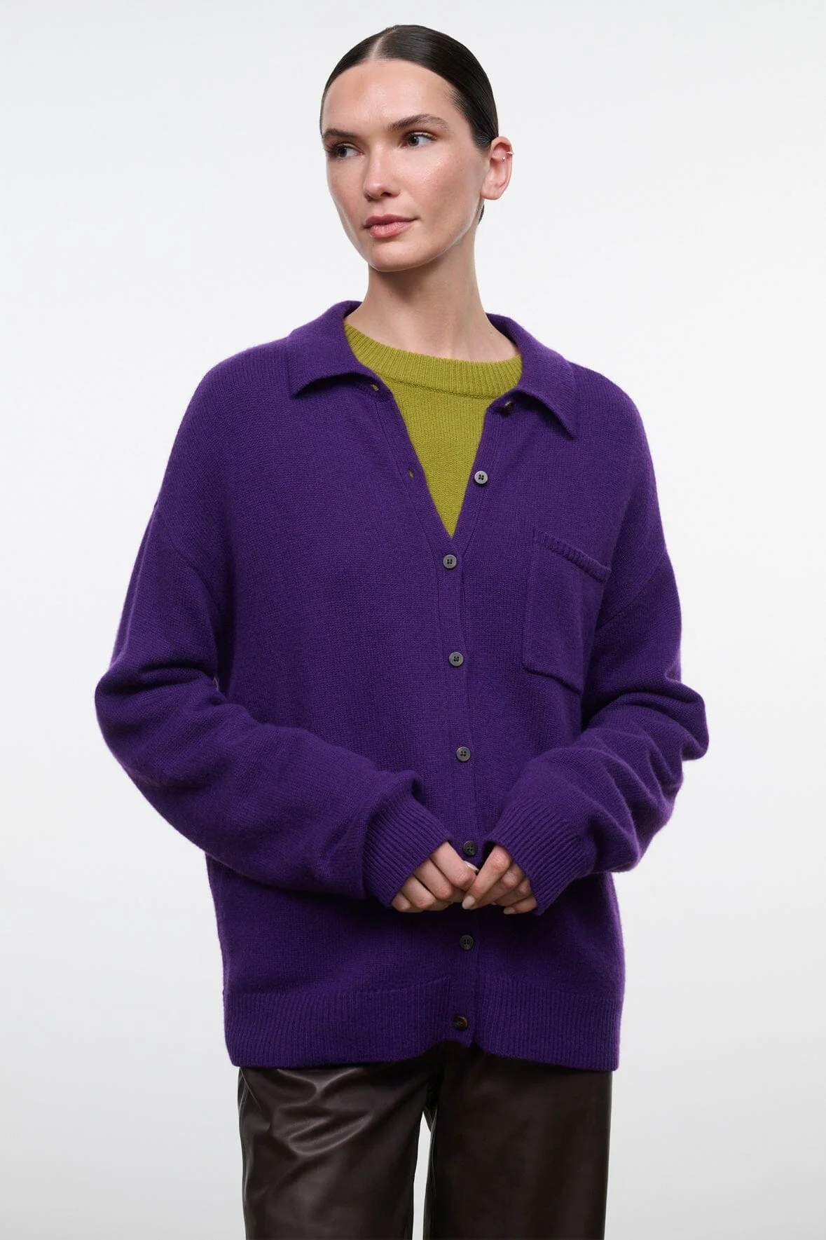 STAUD CAMERON CASHMERE CARDIGAN COSMOS - 1