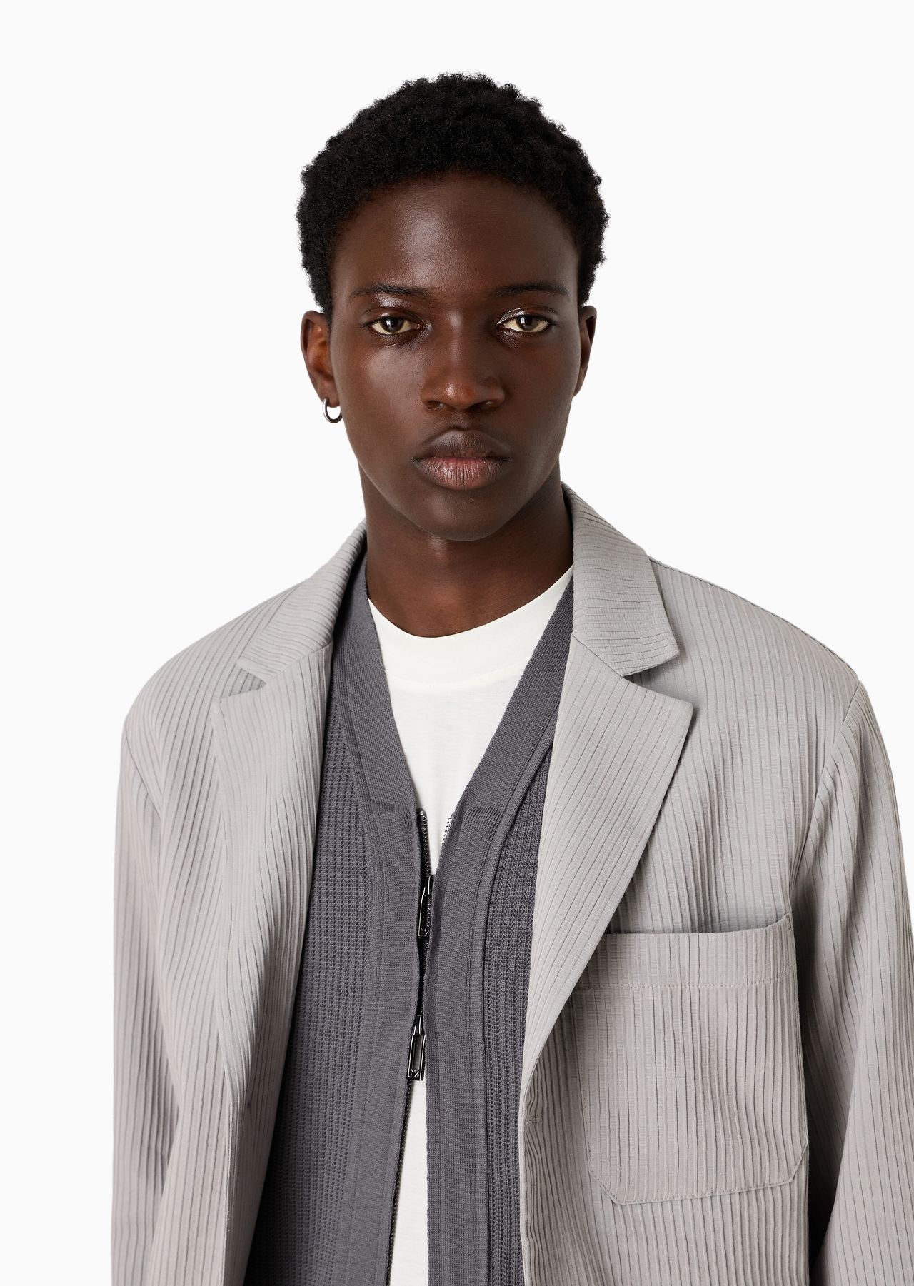 Zip-up gilet in a patterned-knit virgin-wool blend - 5