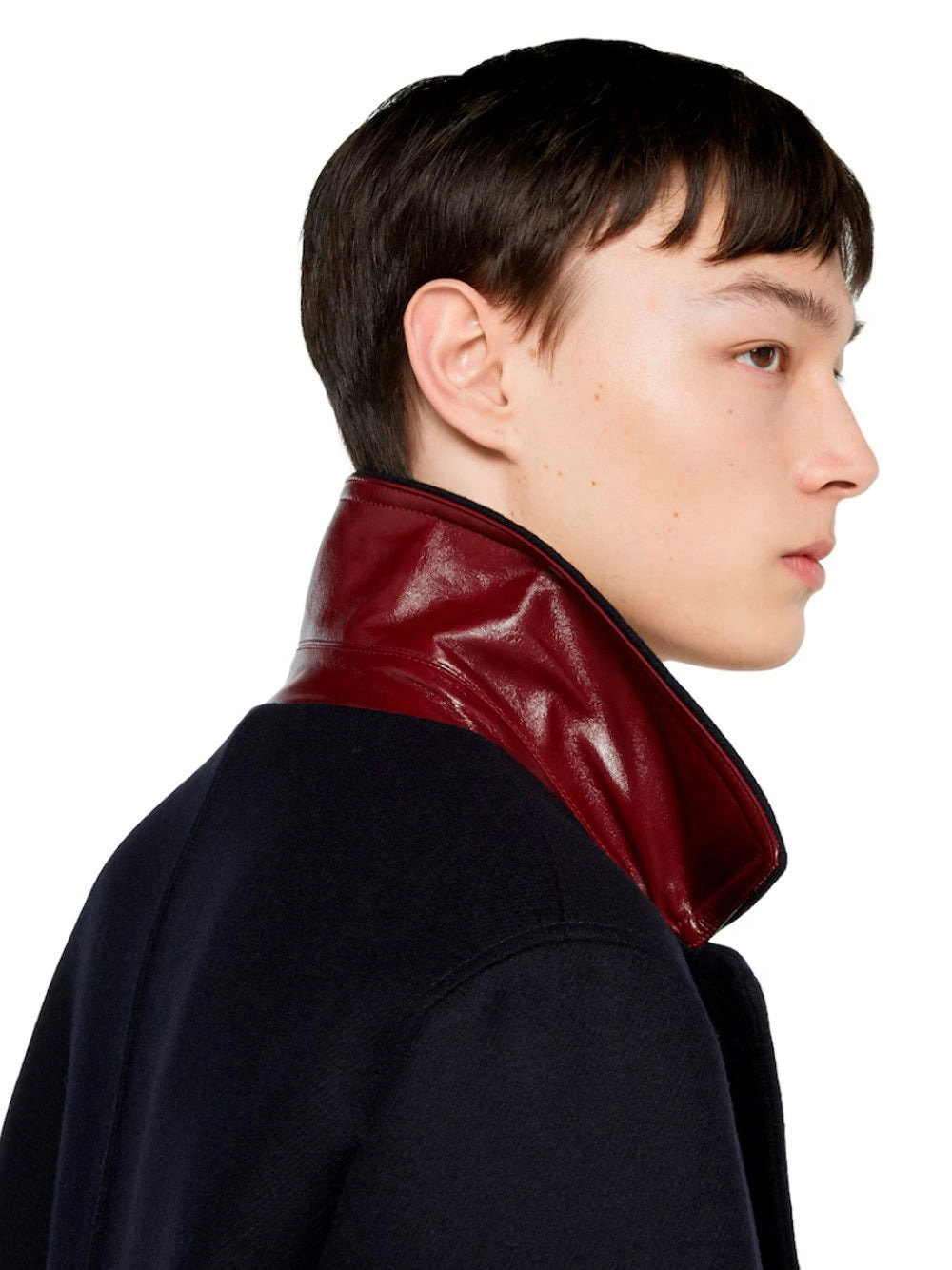 Gucci Men Wool And Leather Peacoat - 5