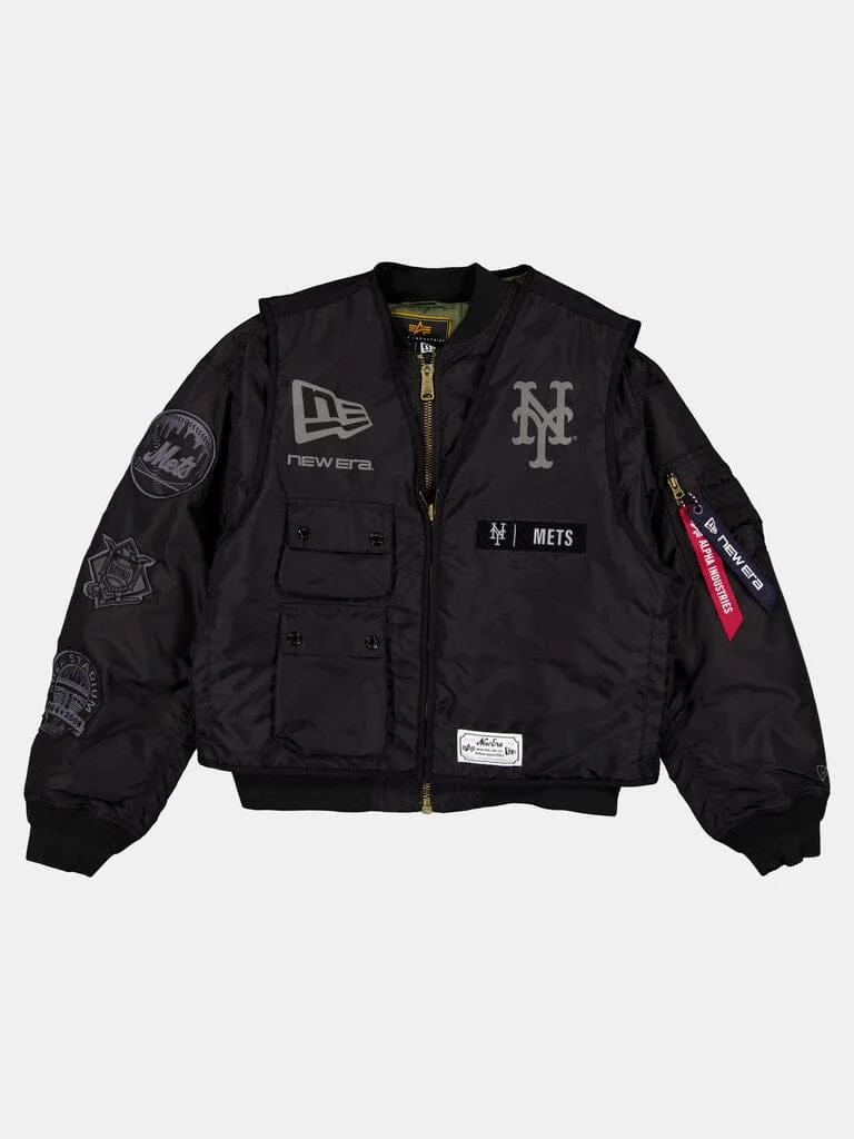 NEW YORK METS X ALPHA X NEW ERA MA-1 BOMBER JACKET WITH VEST - 1