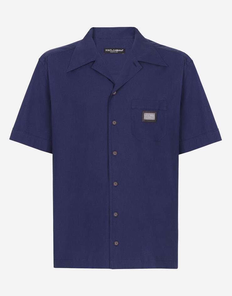 Cotton Hawaiian shirt with branded tag - 1