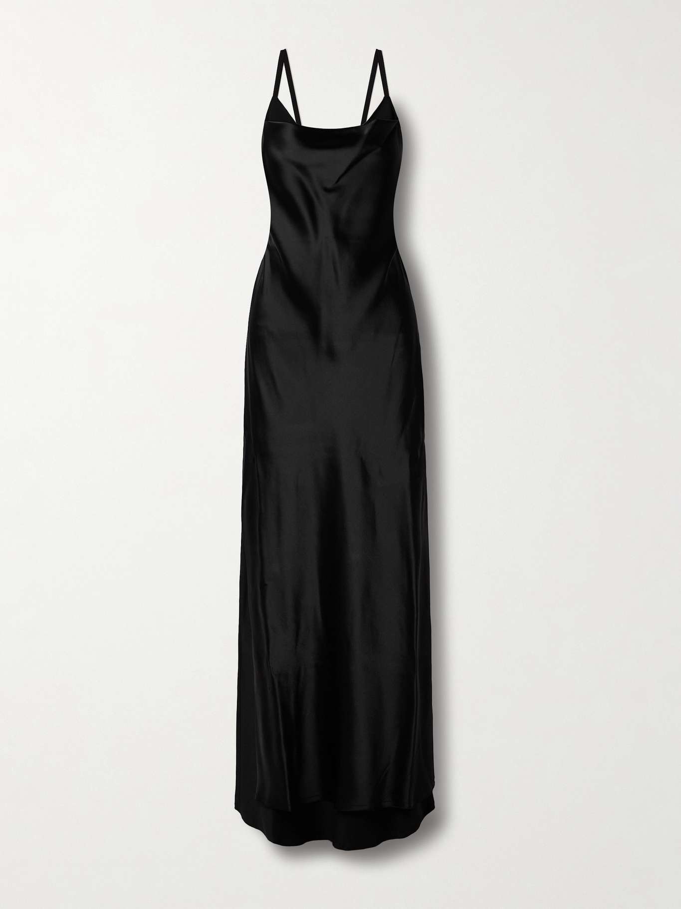 Nura layered draped crepe-trimmed satin maxi dress - 1