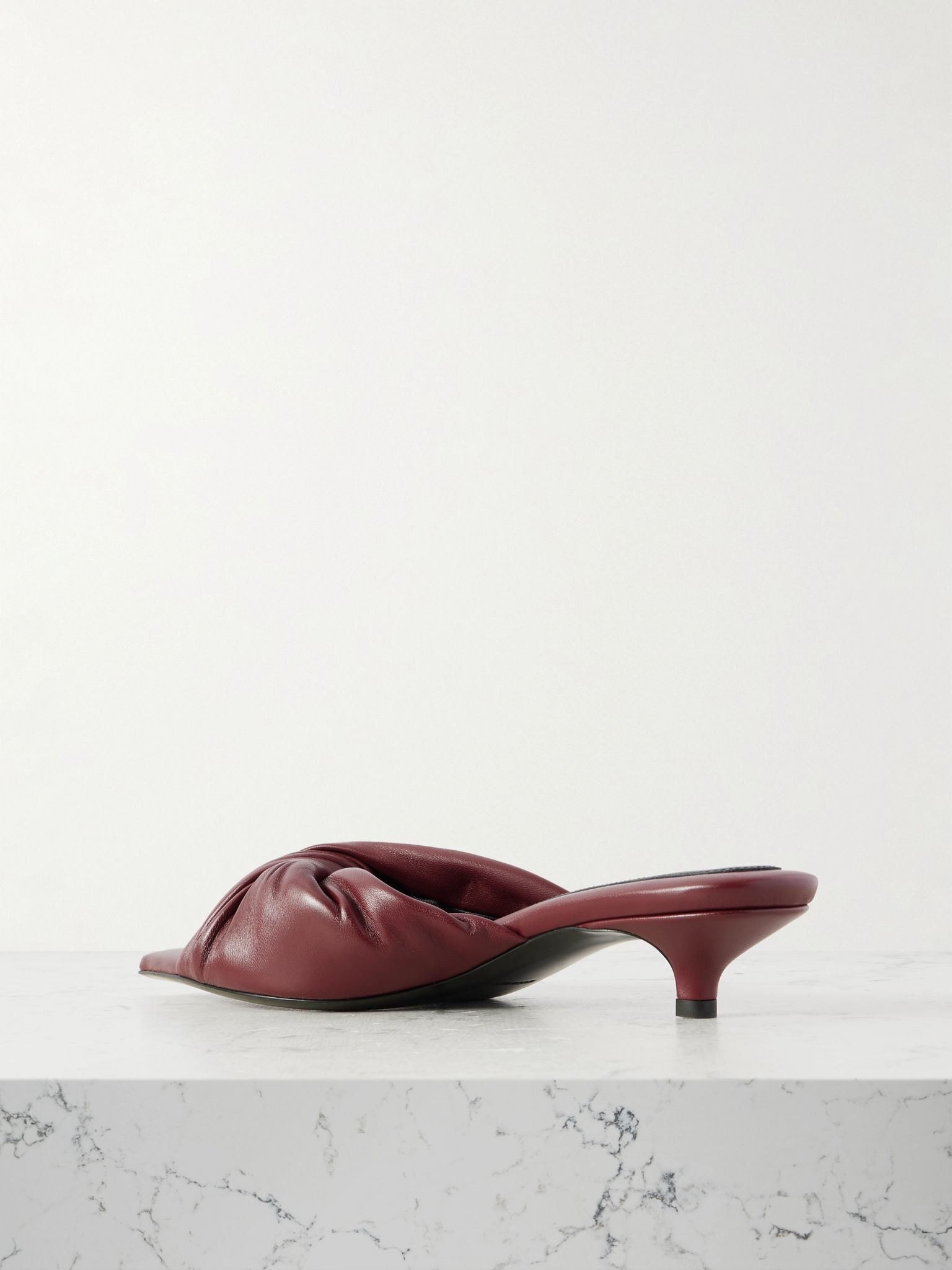 Knotted leather mules Burgundy - 3