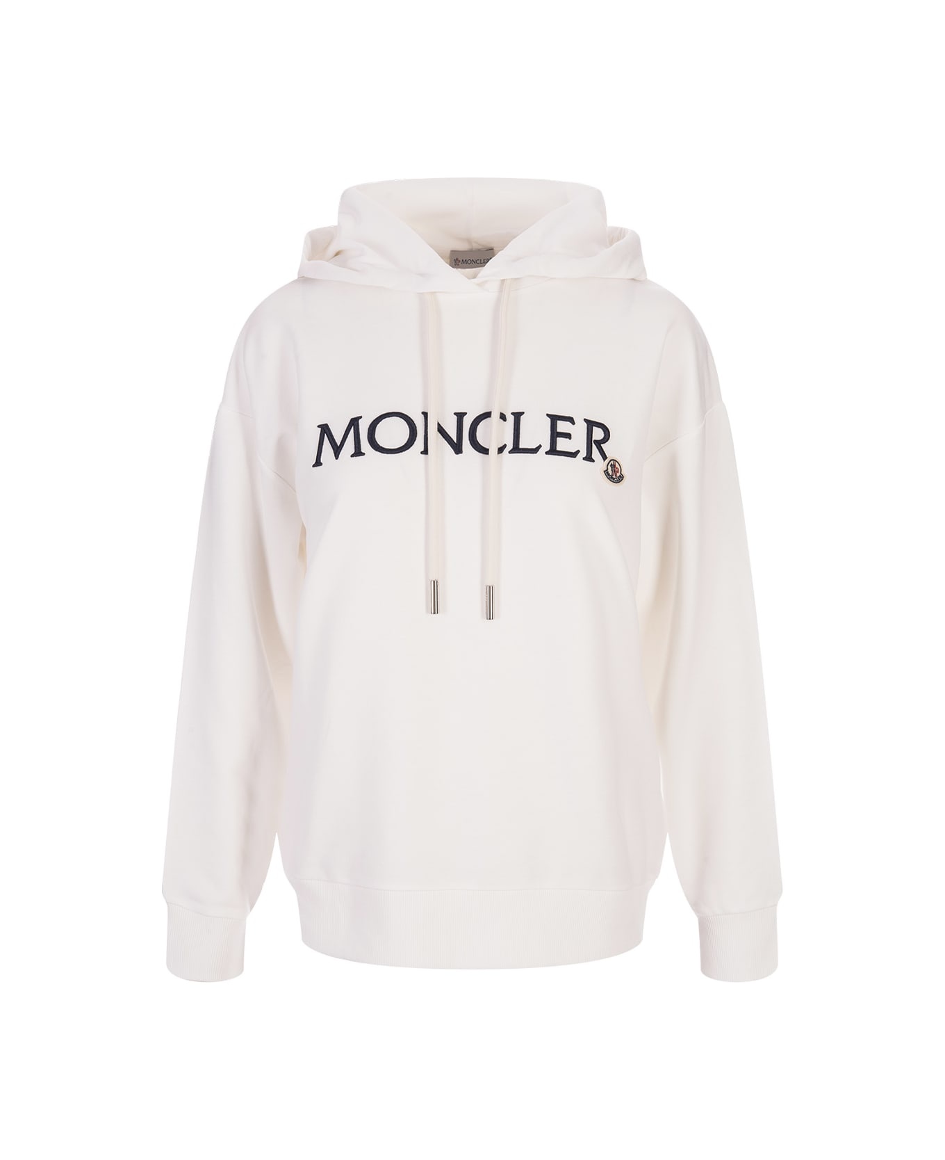 White Hoodie With Embroidered Lettering Logo - 1