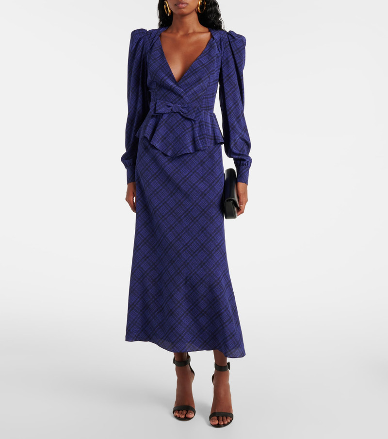 Alessandra Rich Tartan silk midi dress outlook
