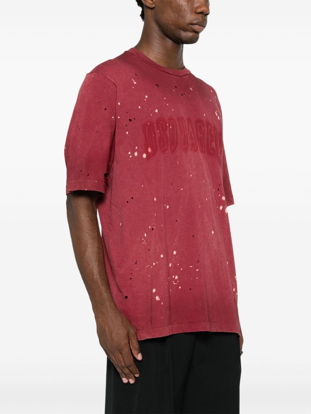 logo-print distressed T-shirt - 3