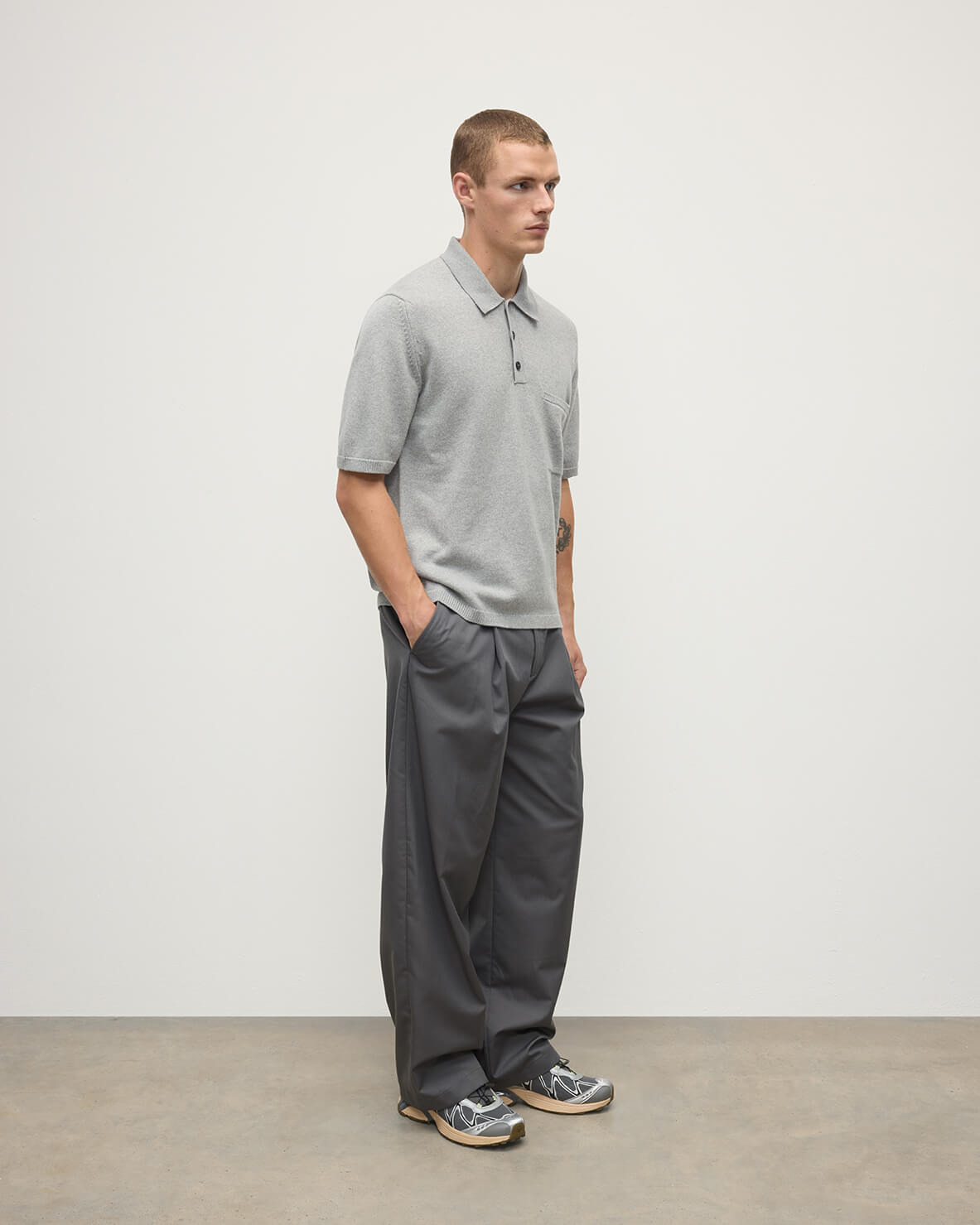 Superfine Merino Relaxed Grey Polo Shirt - 3