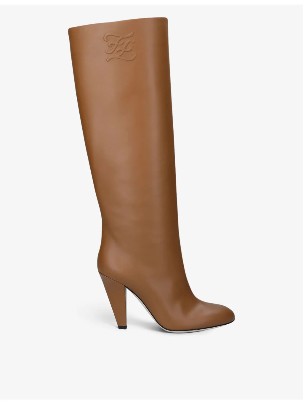 Show logo-embossed leather knee-high boots - 1