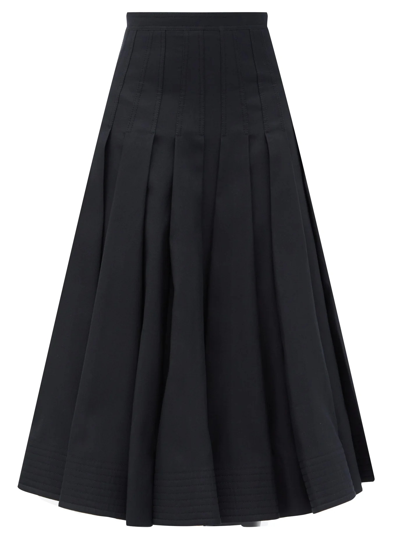 Pleated high-rise wool-blend midi skirt - 1