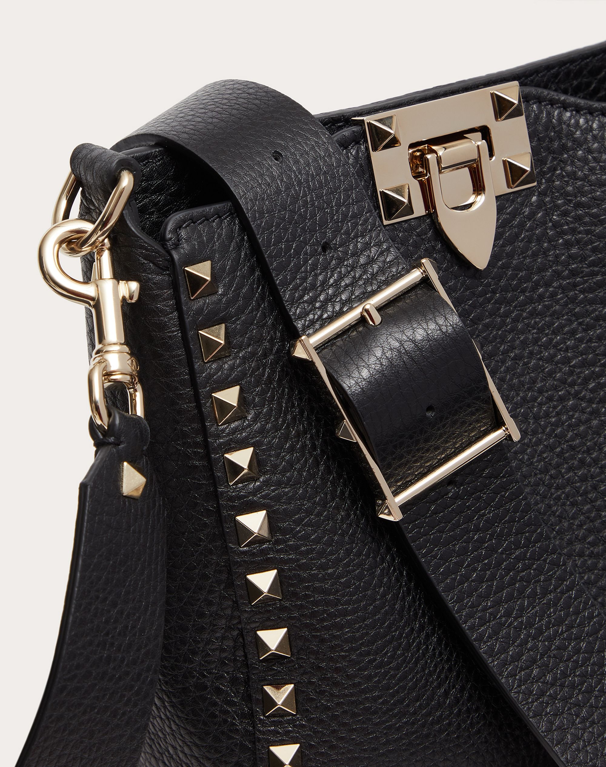 Mini Rockstud Grainy Calfskin Hobo Bag - 11