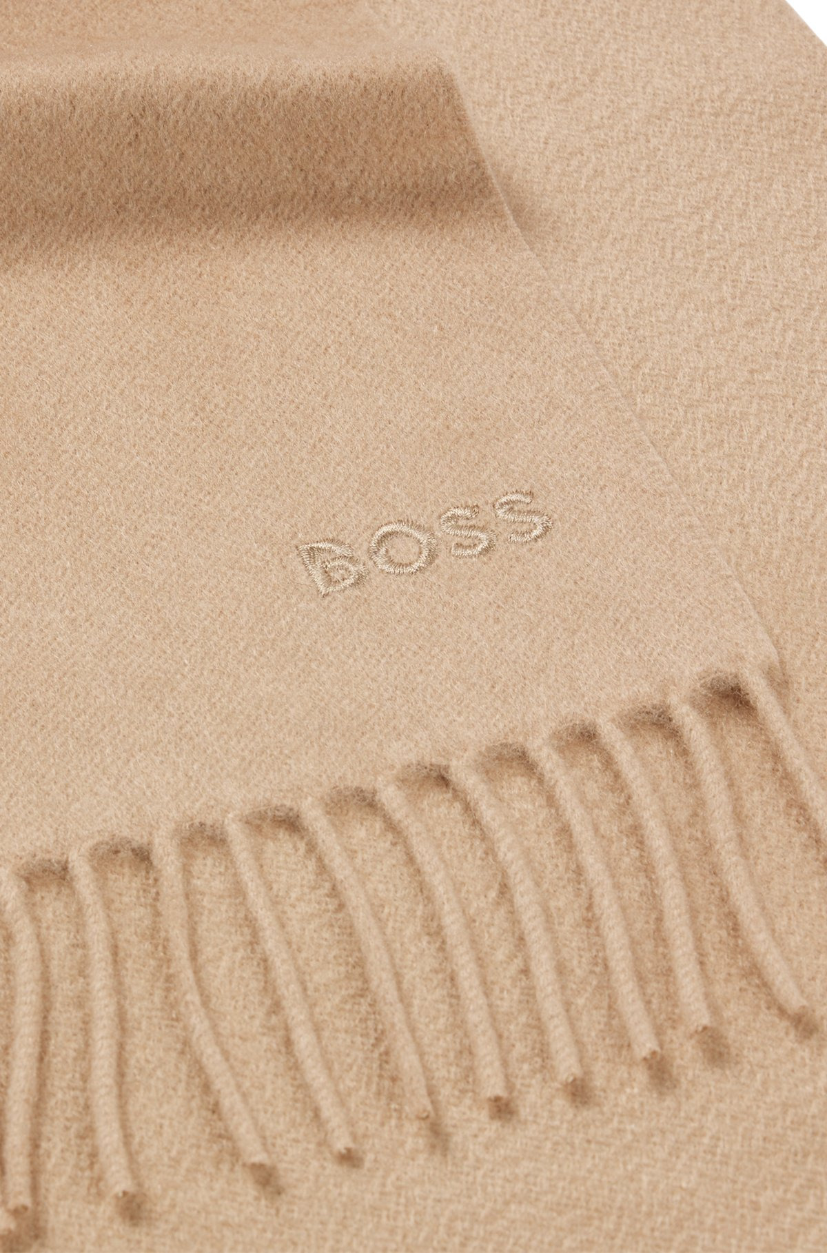 FRINGED SCARF IN PURE ITALIAN CASHMERE WITH EMBROIDERED LOGO - 4