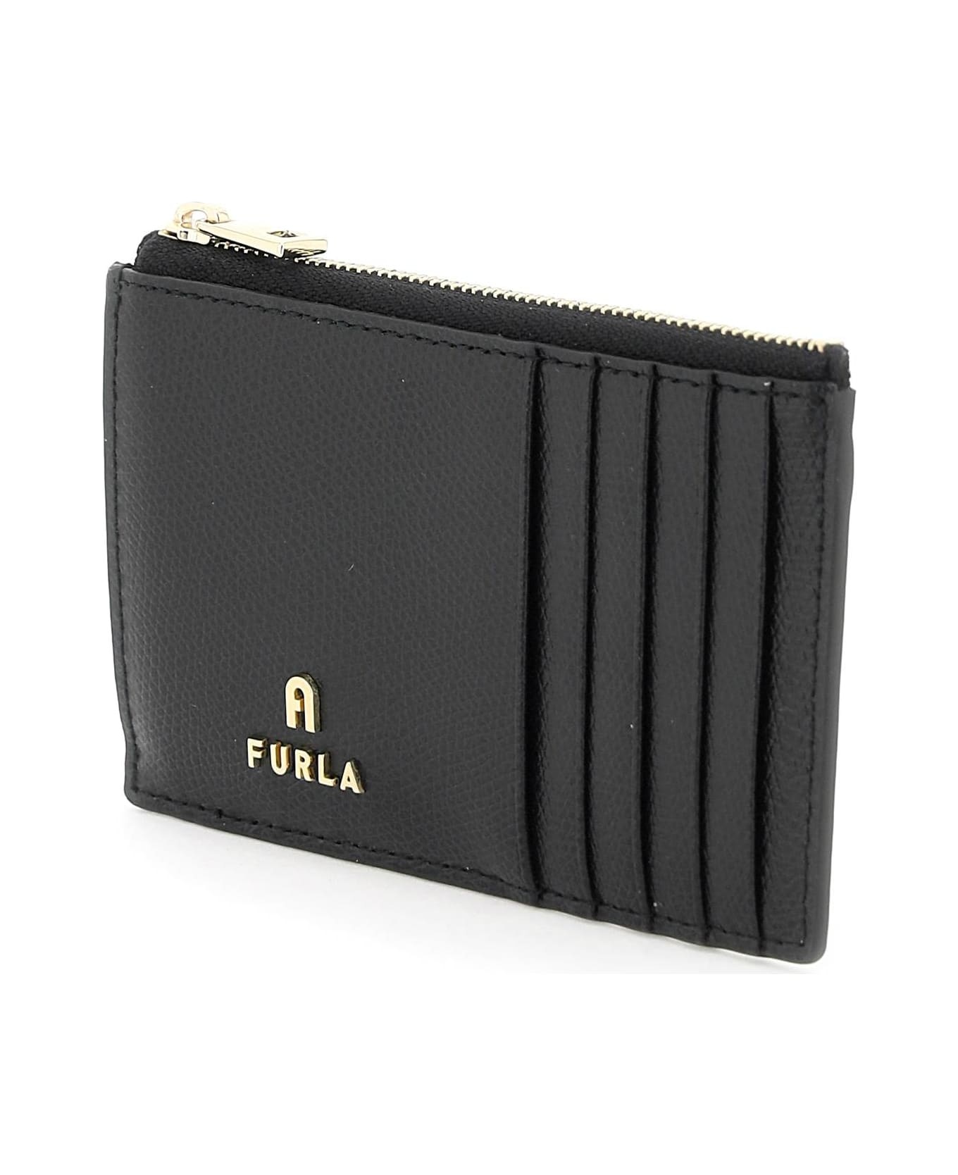 Black Leather Camel Card Holder - 4