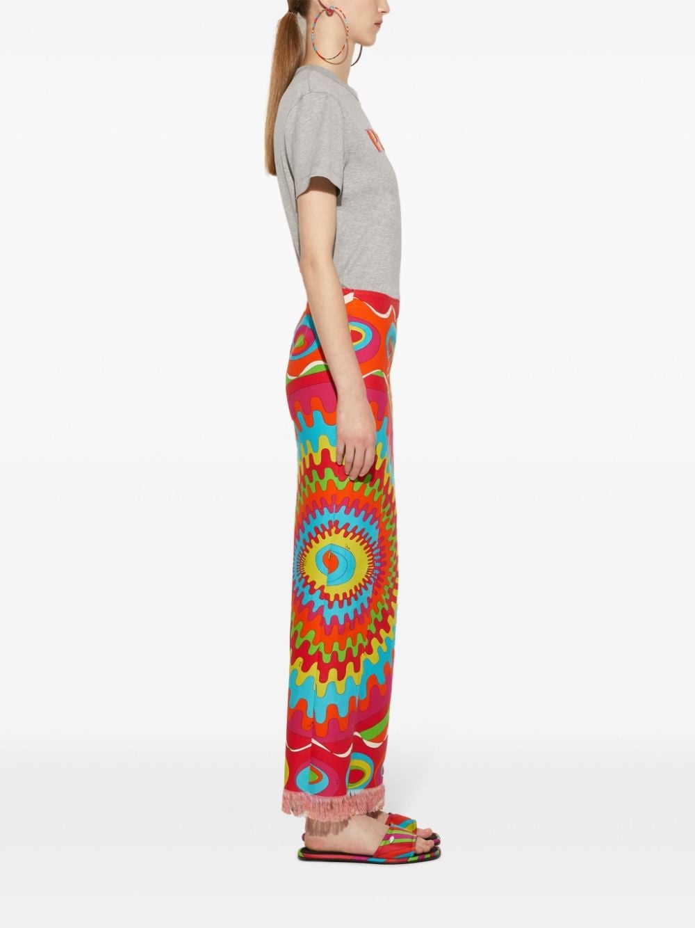 geometric print frayed maxi skirt - 3