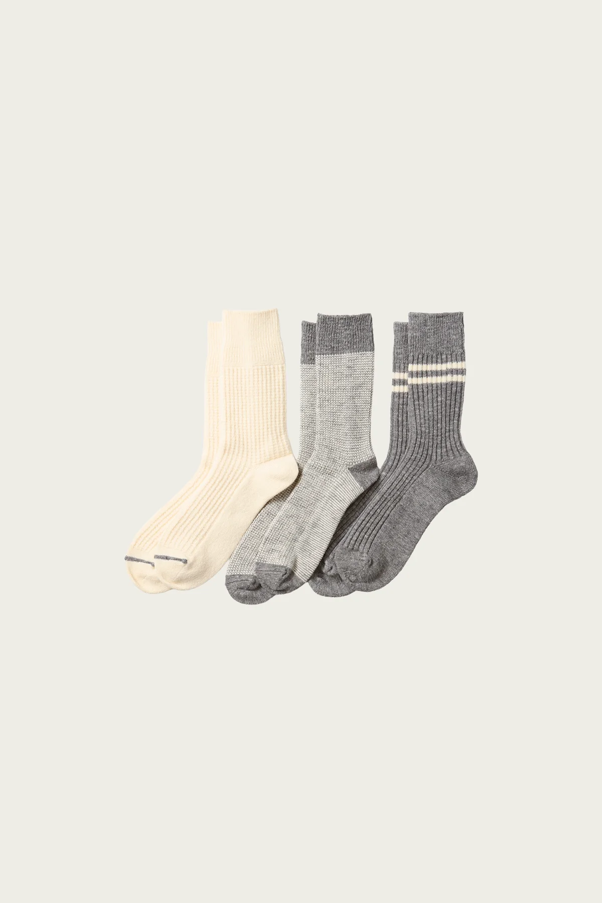 Recycled Cotton Wool Daily 3 Pack Socks - Gray - 1