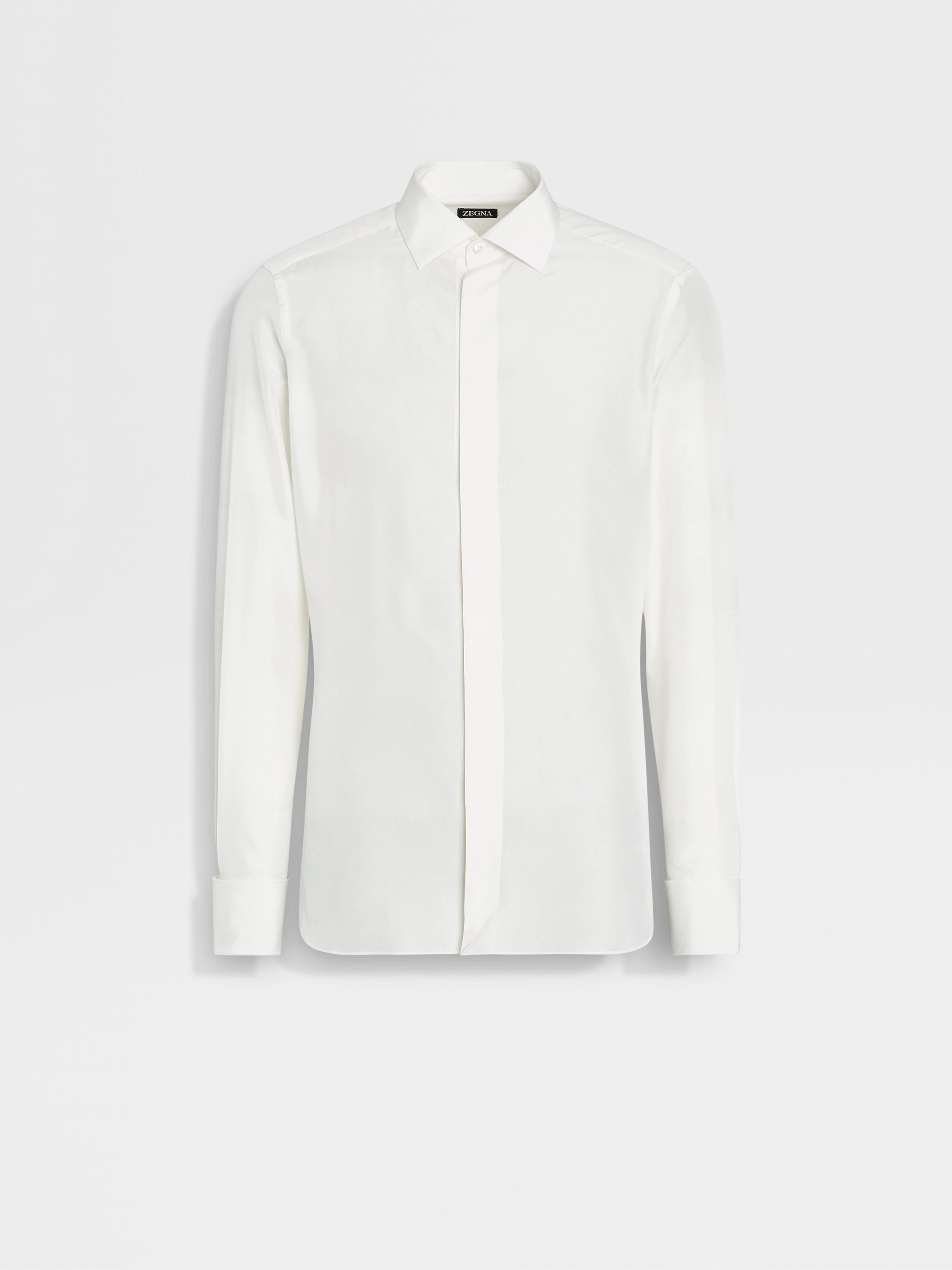 WHITE SILK EVENING SHIRT - 1