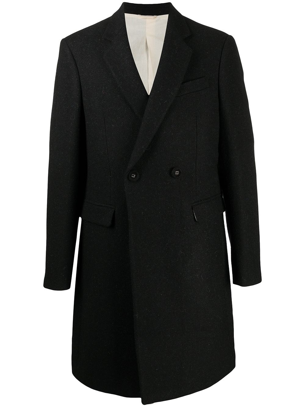 double-breasted mid-length coat - 1