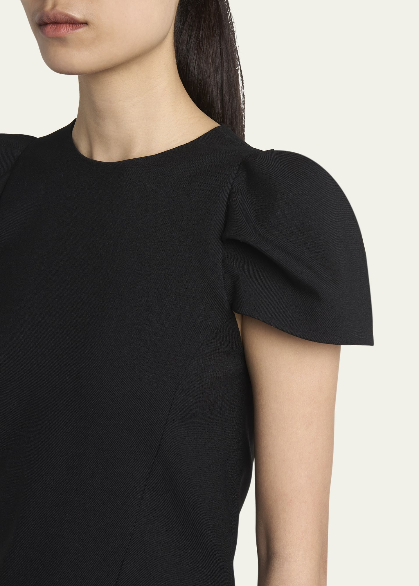 Pleated Puff-Sleeve Mini Dress - 5
