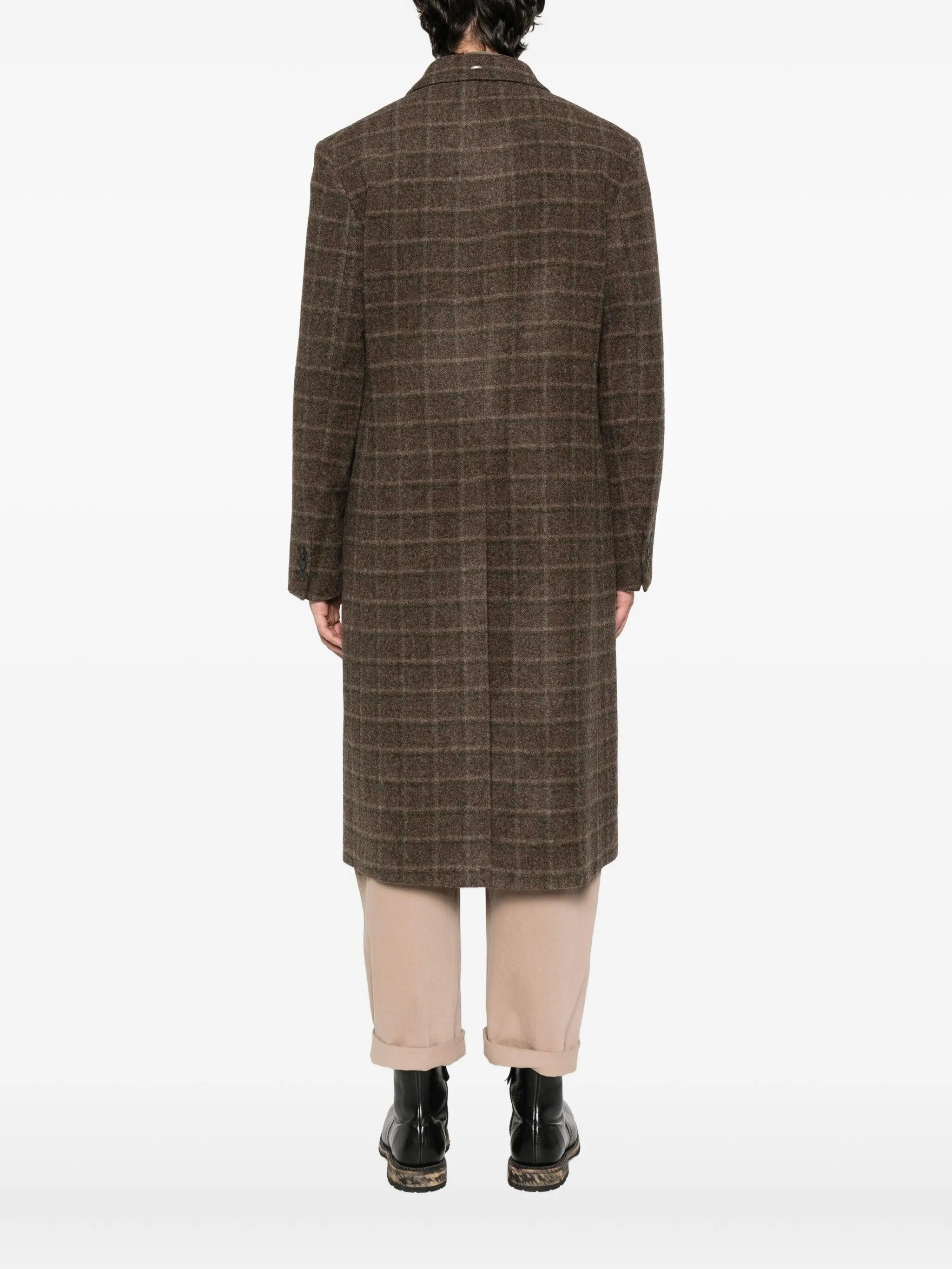checked double-breasted coat - 4