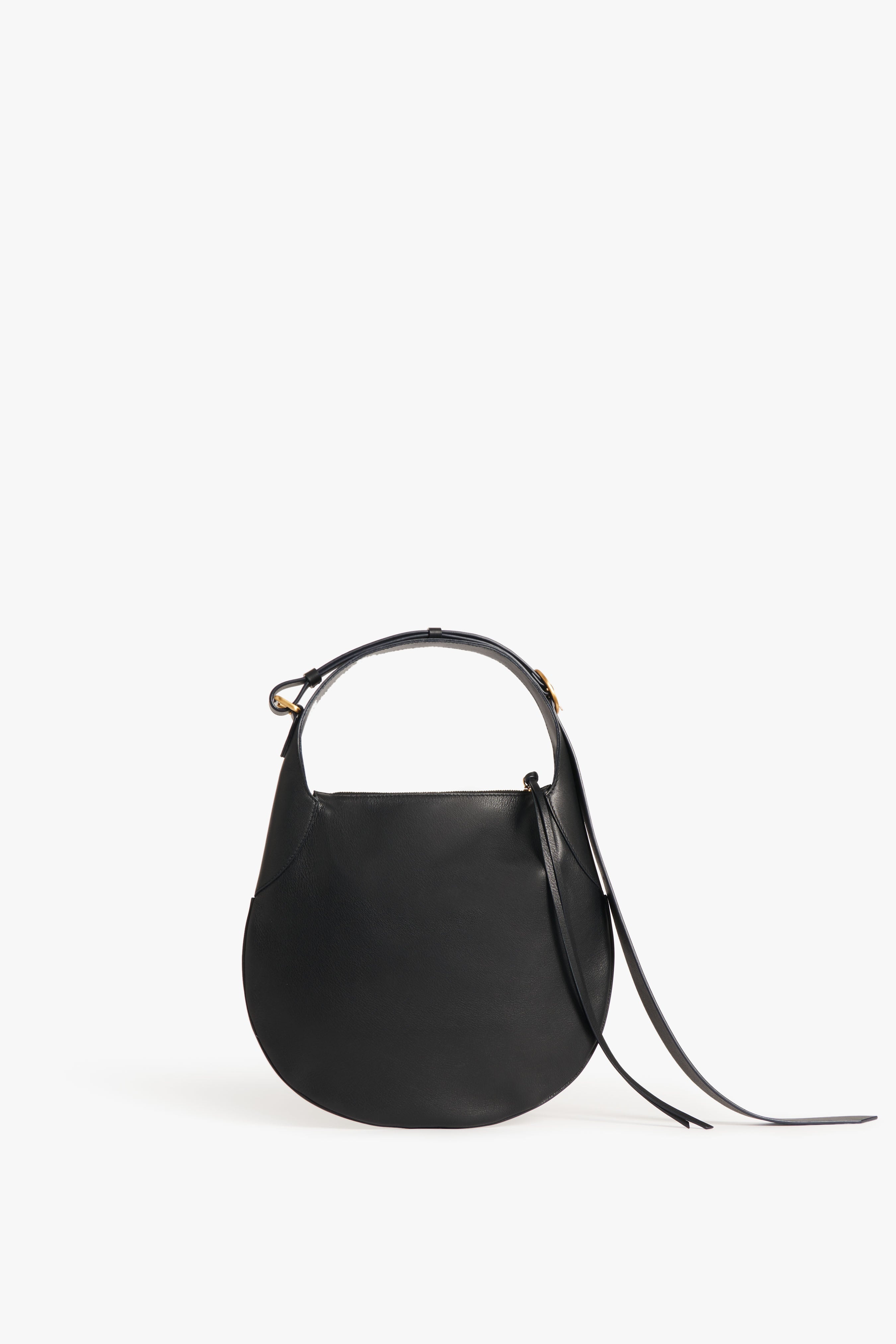 Small Half Moon Bag In Black Leather - 1