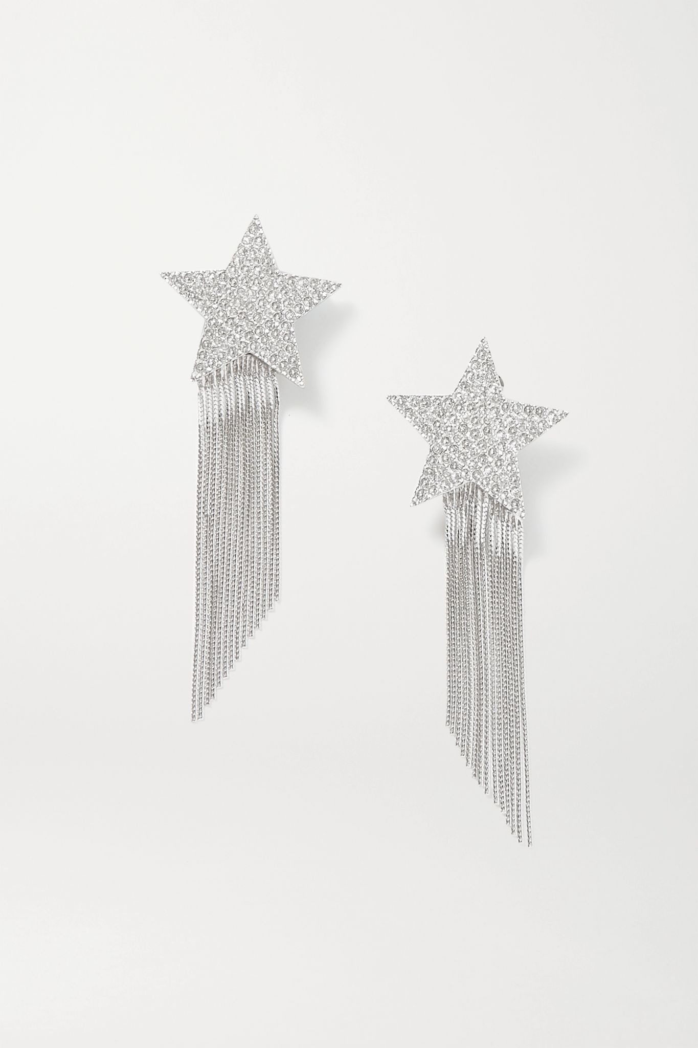 Silver-tone crystal clip earrings - 1