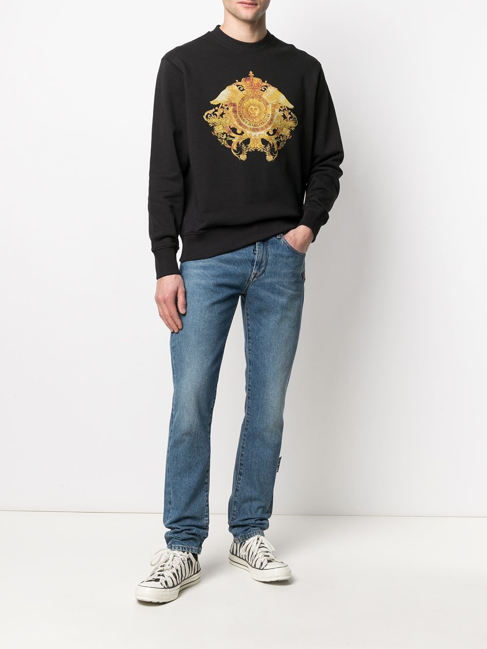 baroque logo patch sweatshirt - 2