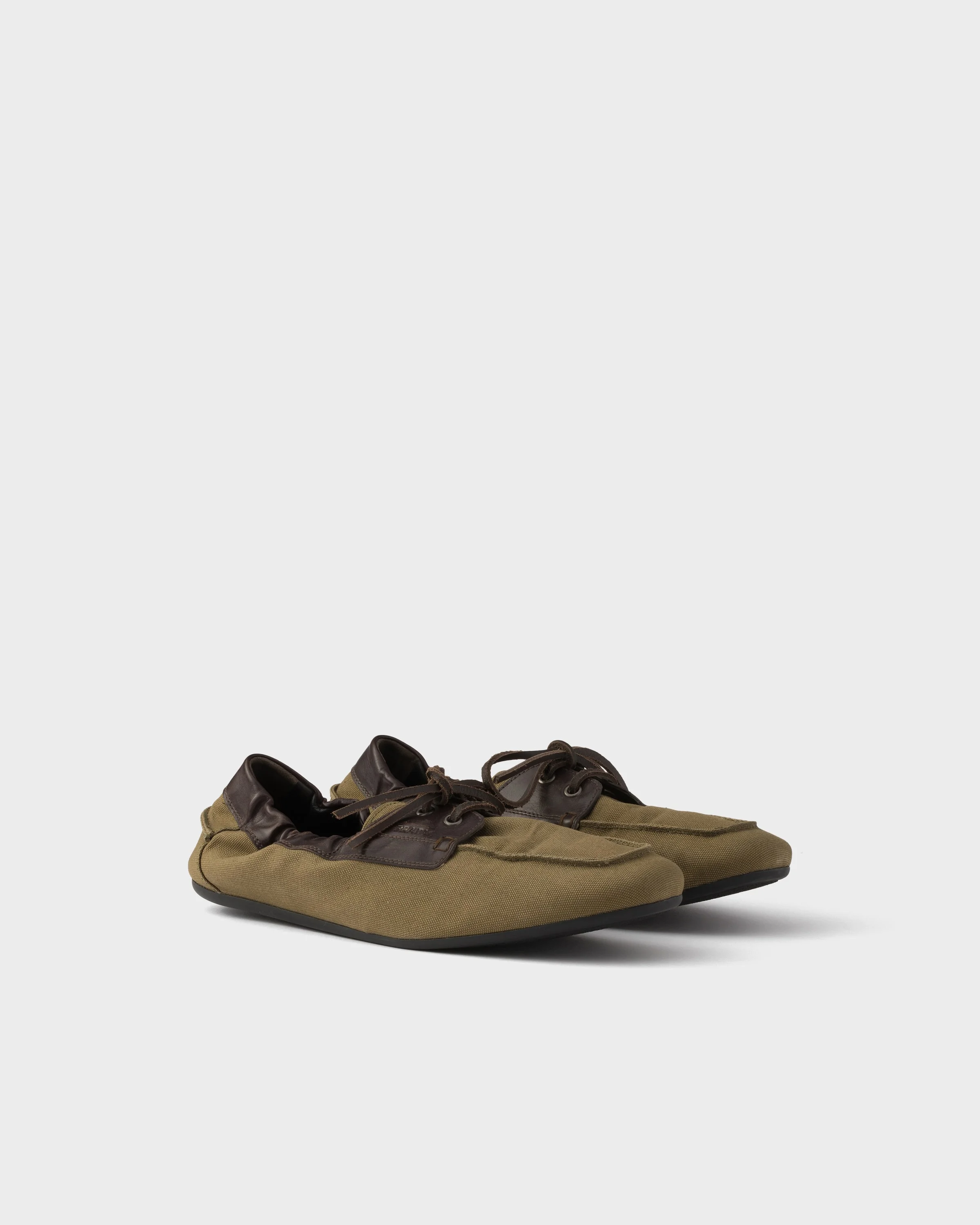 Shuffle aged canvas and leather boat shoes - 1