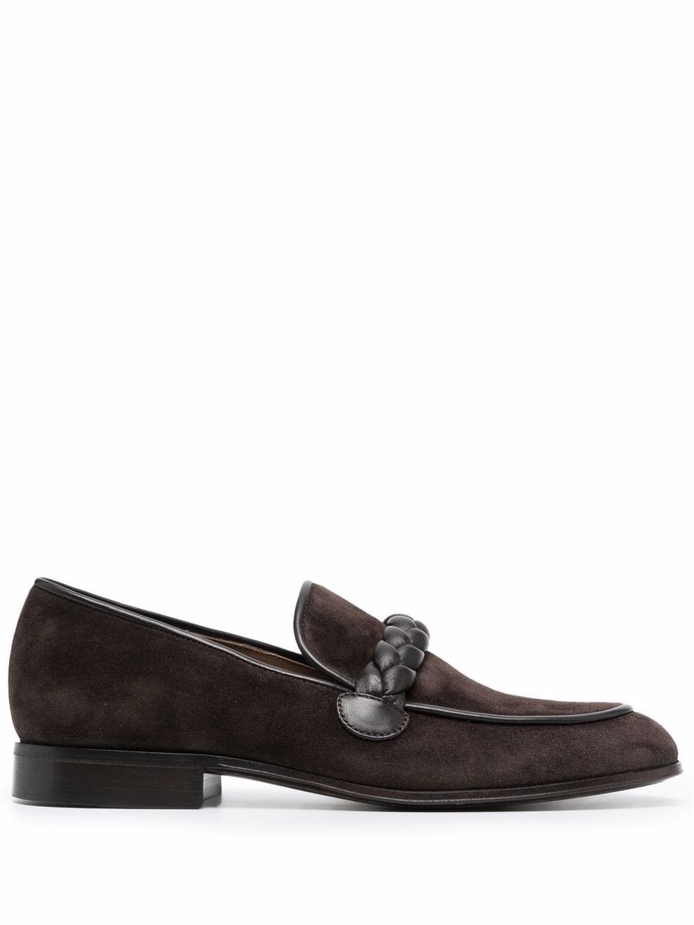 Massimo braid-embellished suede loafers - 1