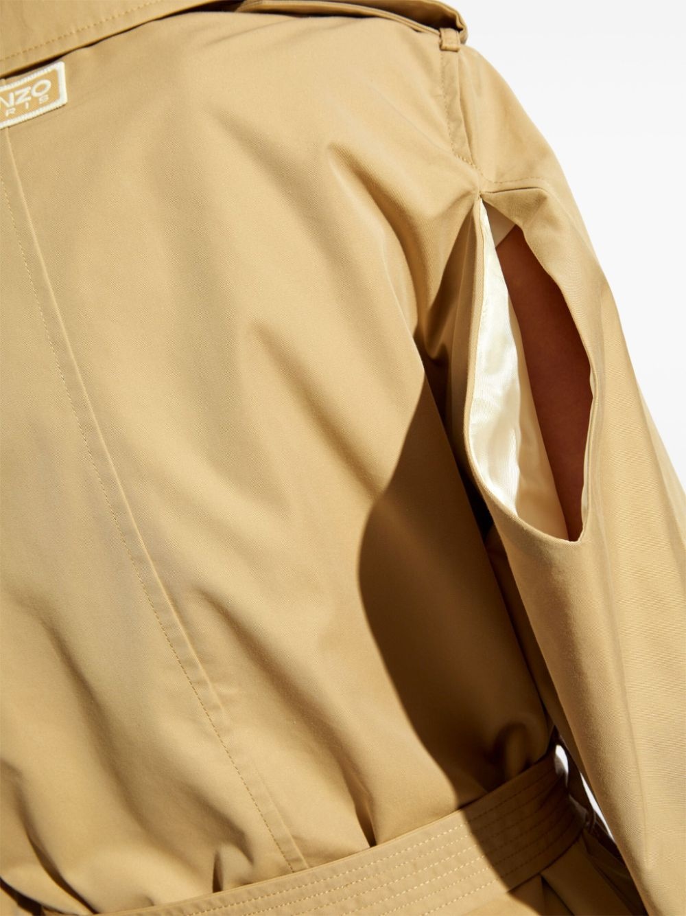 cut-out double-breasted trench coat - 5
