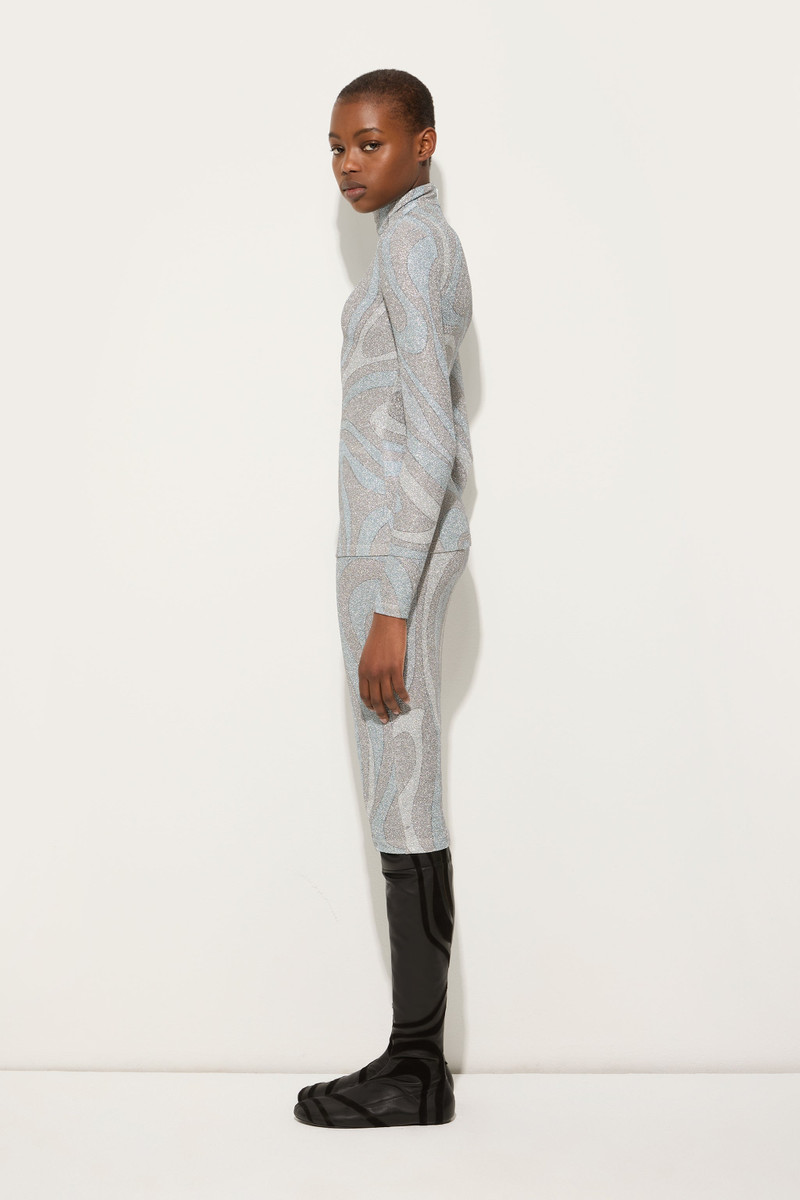 MARMO PRINT HIGH-NECK LAMÉ TOP 3