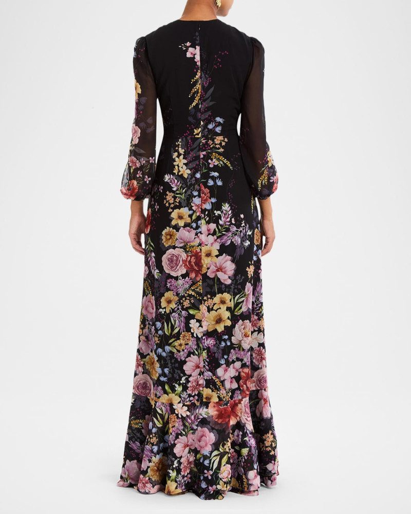 Ophelia Draped Floral-Print Chiffon Gown 3