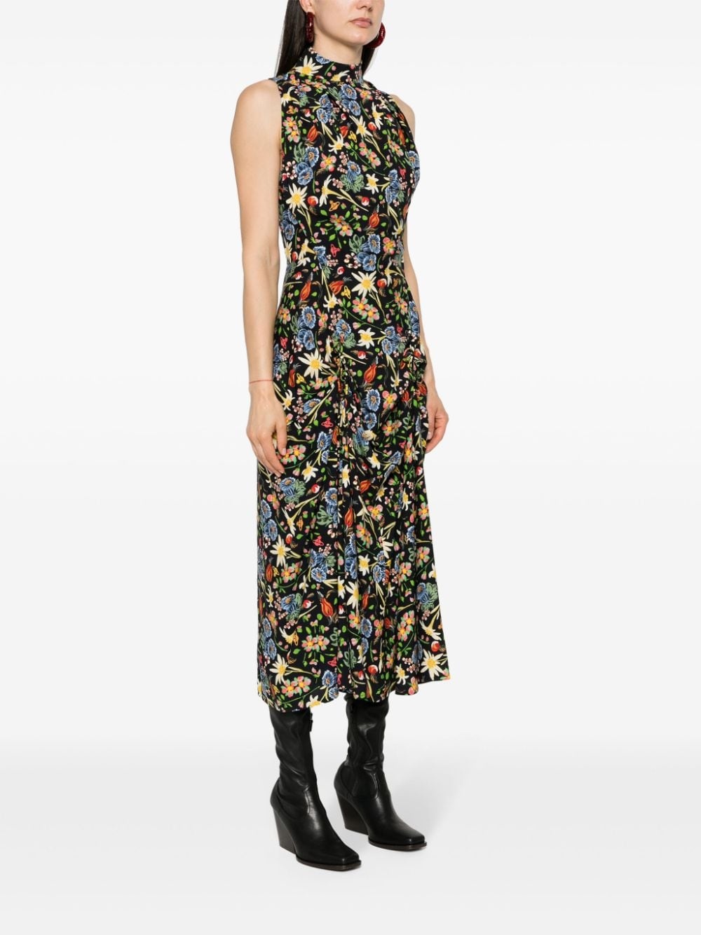 Folk Flower-print midi dress - 3