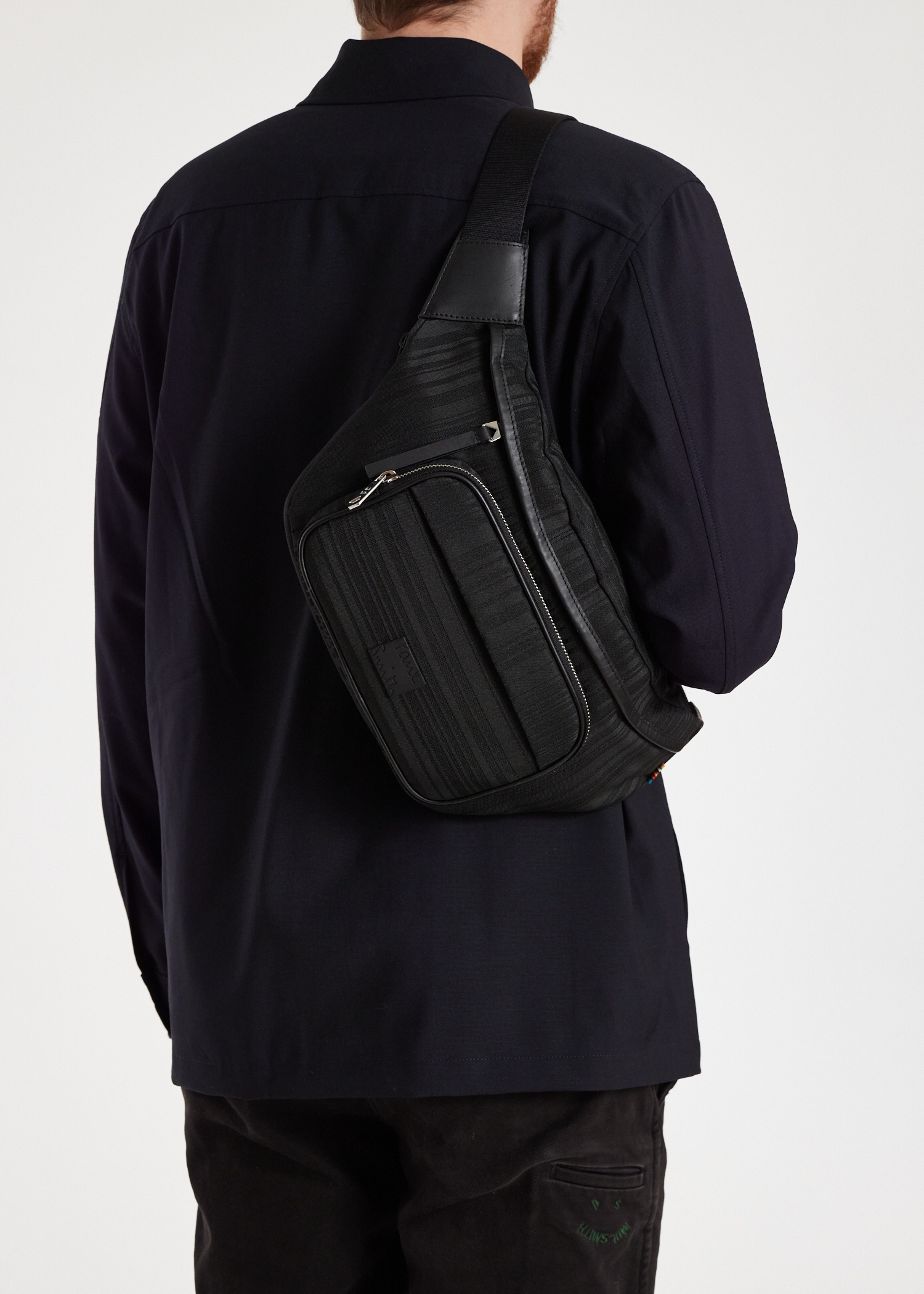 Black Shadow Stripe Bum Bag - 6