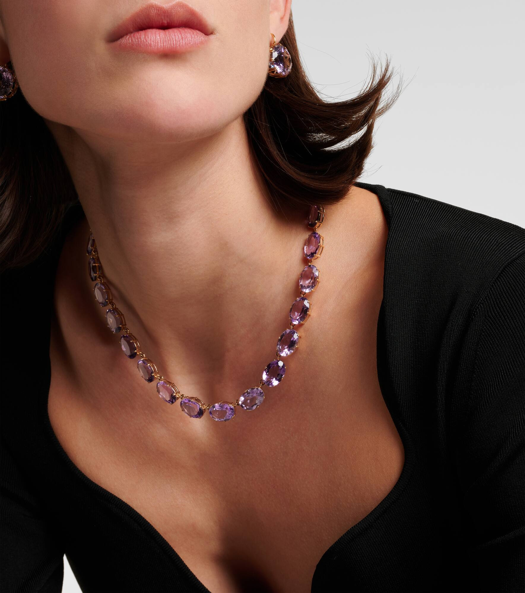 18kt and 14kt gold necklace with amethysts - 3