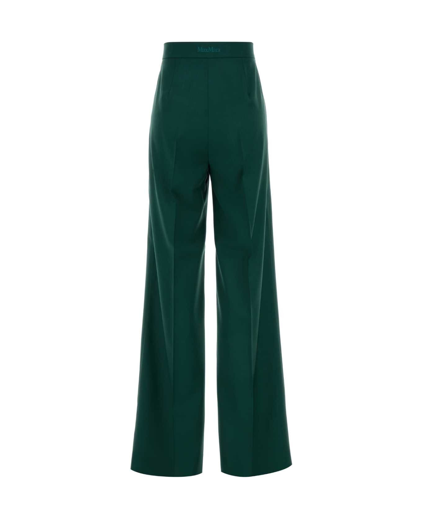 Dark Green Wool Fernet Palazzo Pant - 2