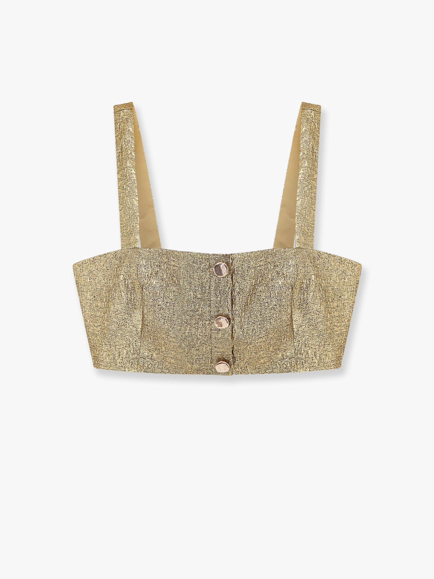 Self Portrait Gold Metallic Fabric Top - 1