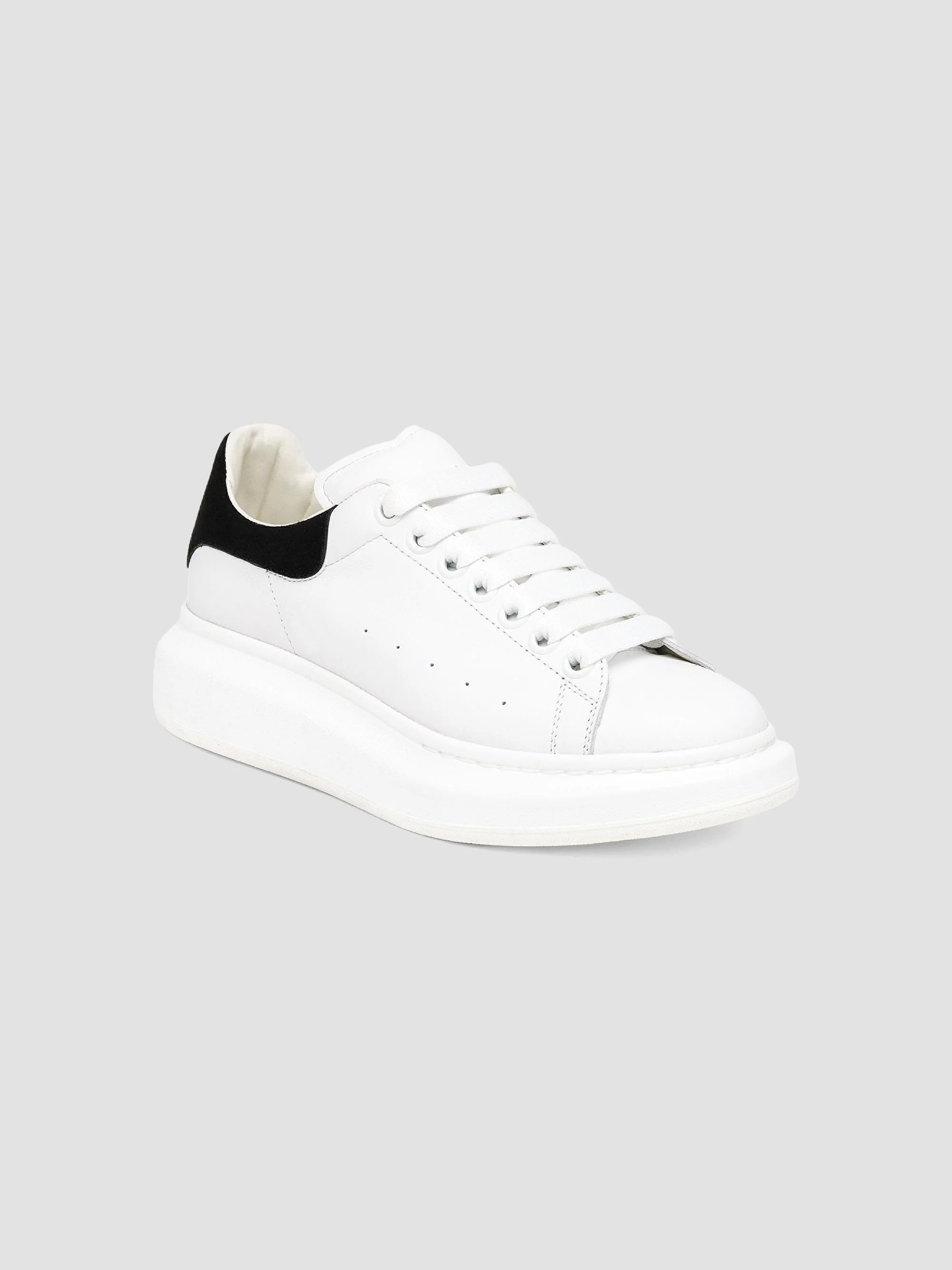 Women's Women's's Oversized Embossed Logo Colorblocked Suede Sneakers - White Black - 1
