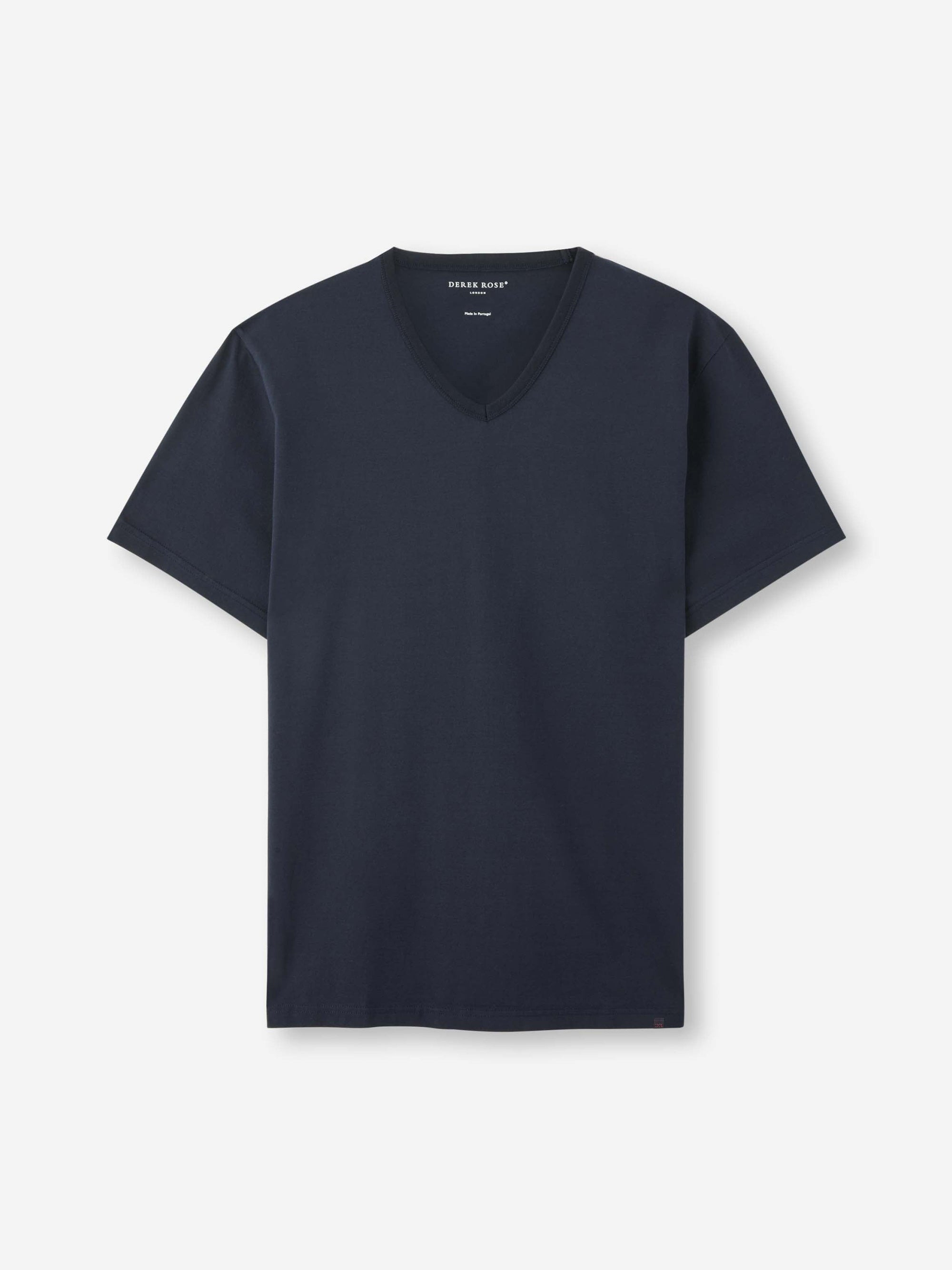 Men's V-Neck T-Shirt Barny Pima Cotton Navy - 2