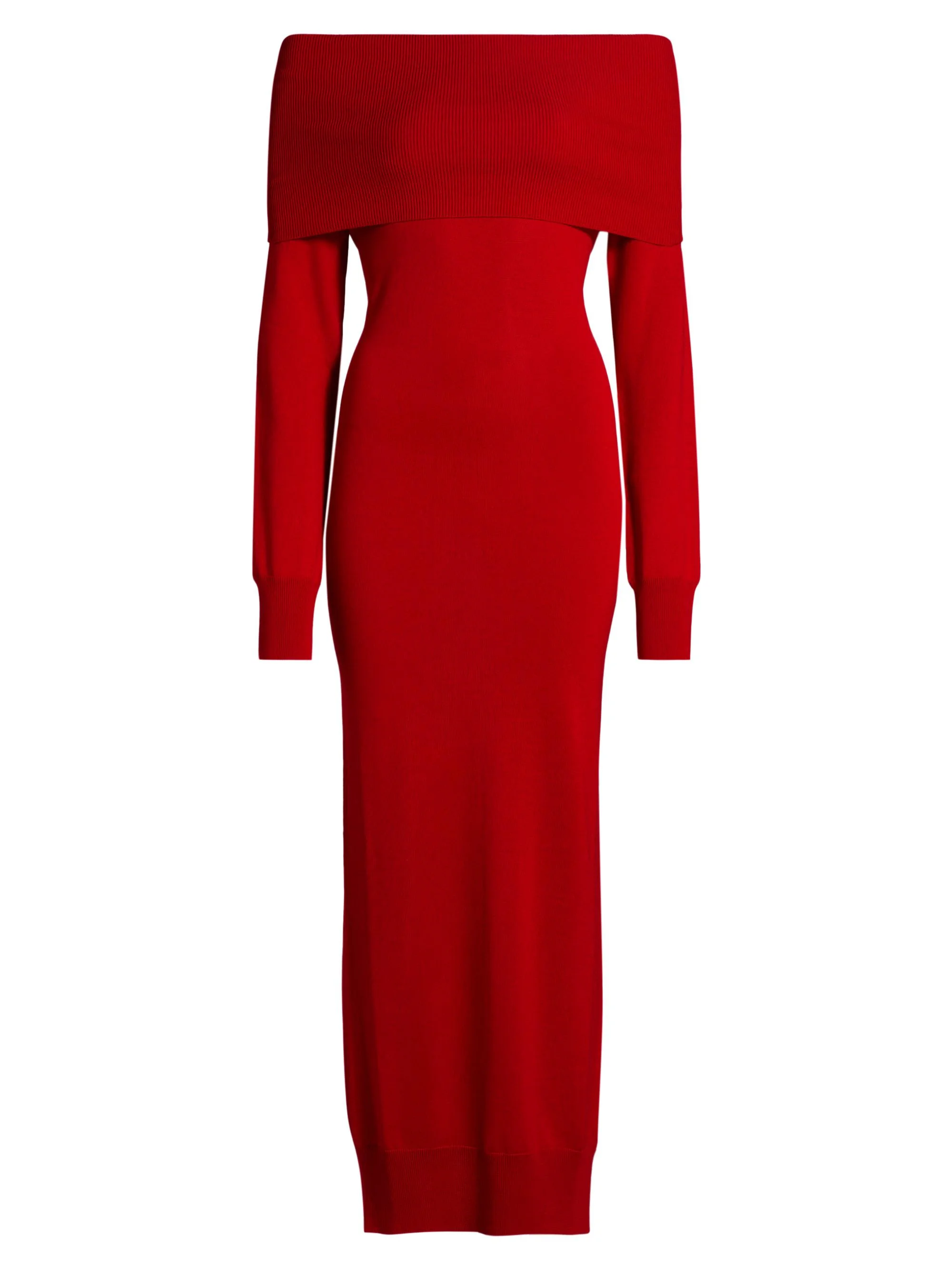 Women's Light Wool Maxi Dress - Lipstick Red - 1