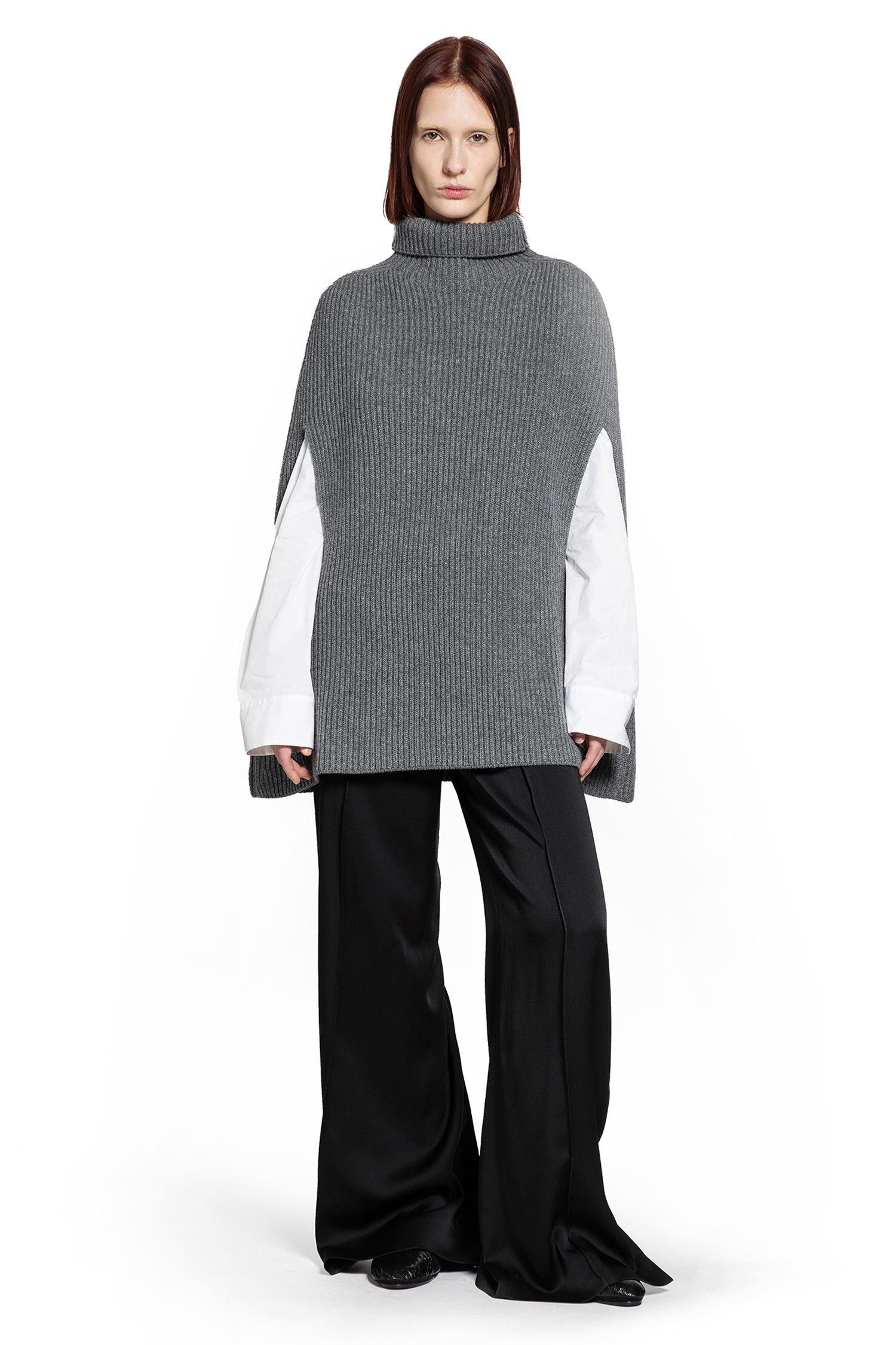 Midweight Wool High-neck Cape - 5