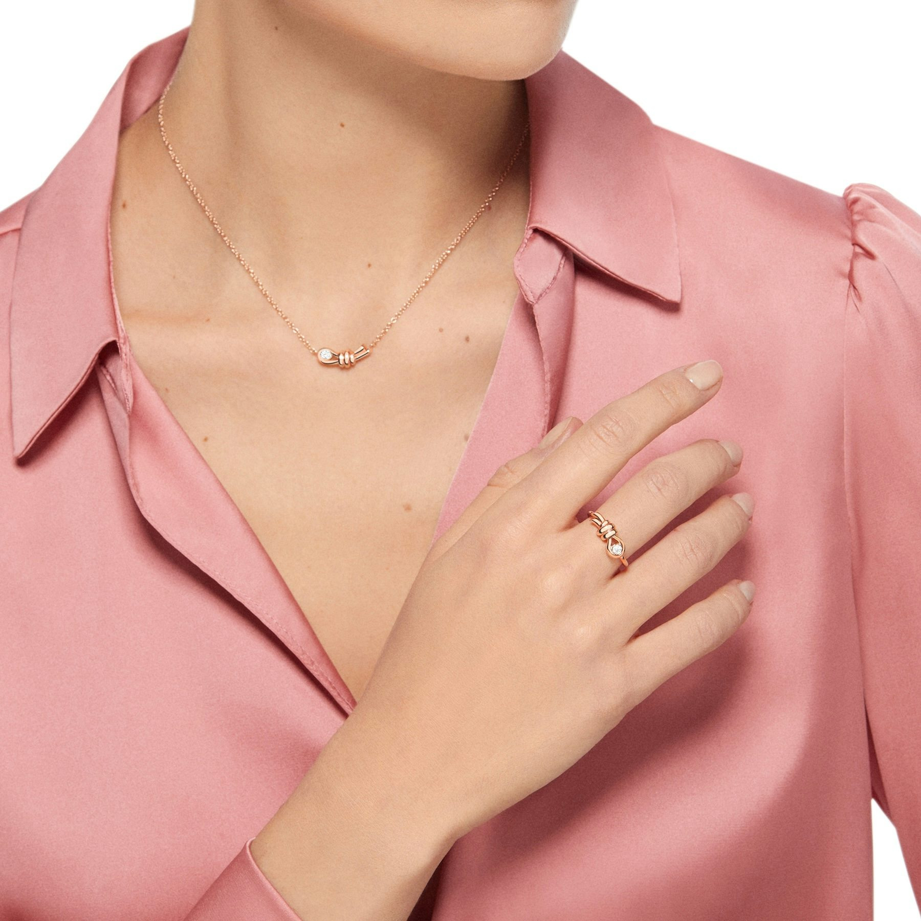 ROSE GOLD & WHITE DIAMOND NODO RING - 4
