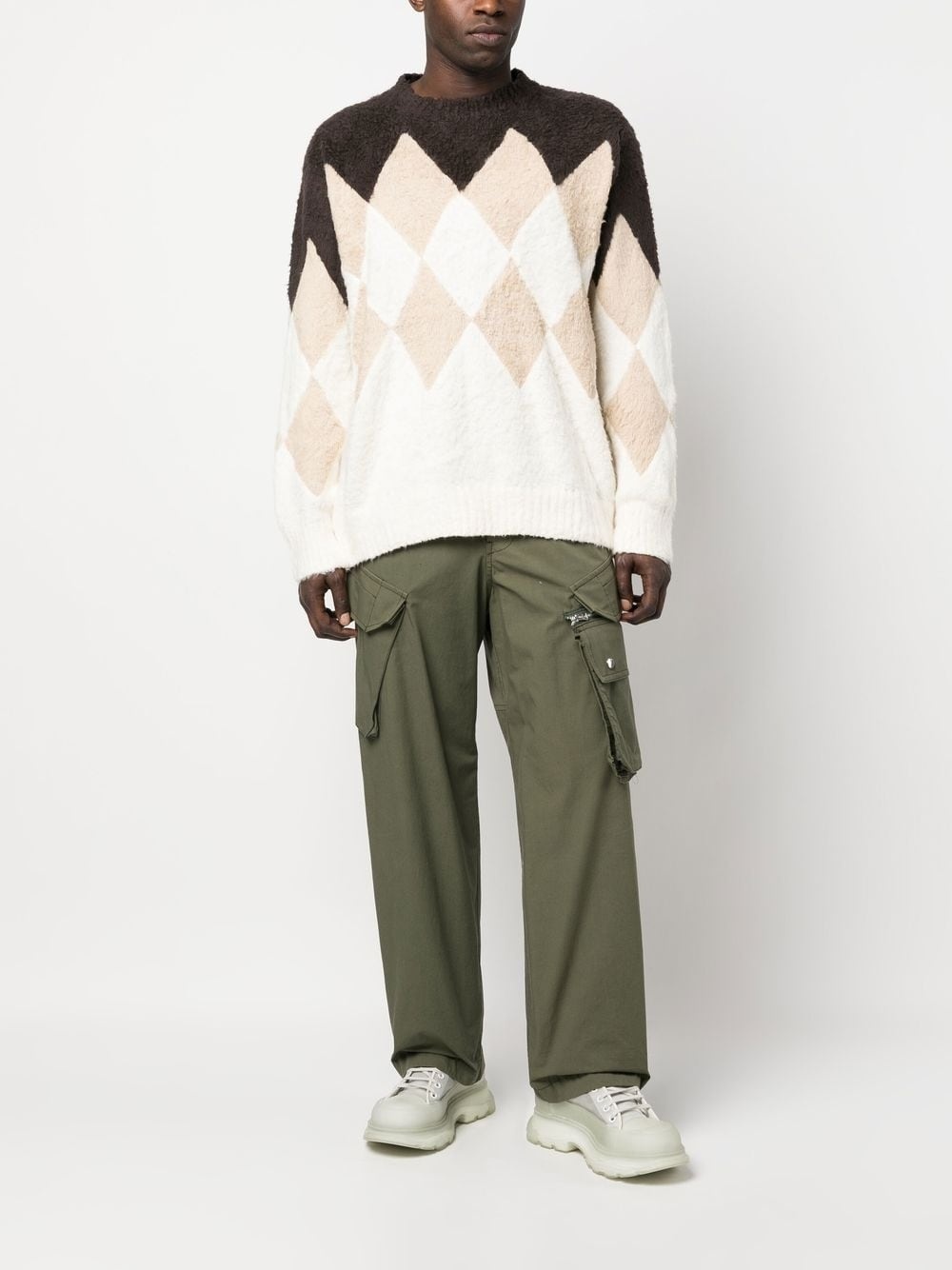 argyle-check-pattern sweatshirt - 2